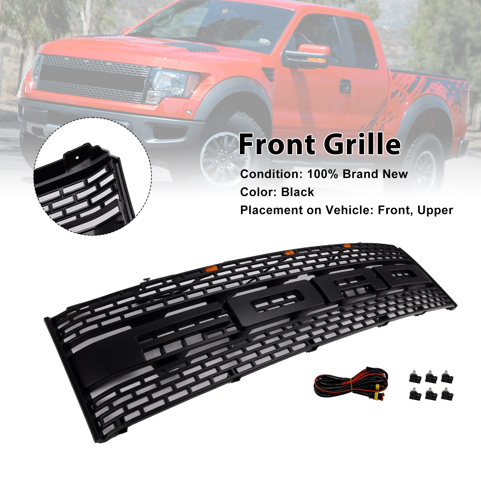 2010-2014 Ford F150 Raptor W/O Camera Hole Front Bumper Grille CL3Z8200DA