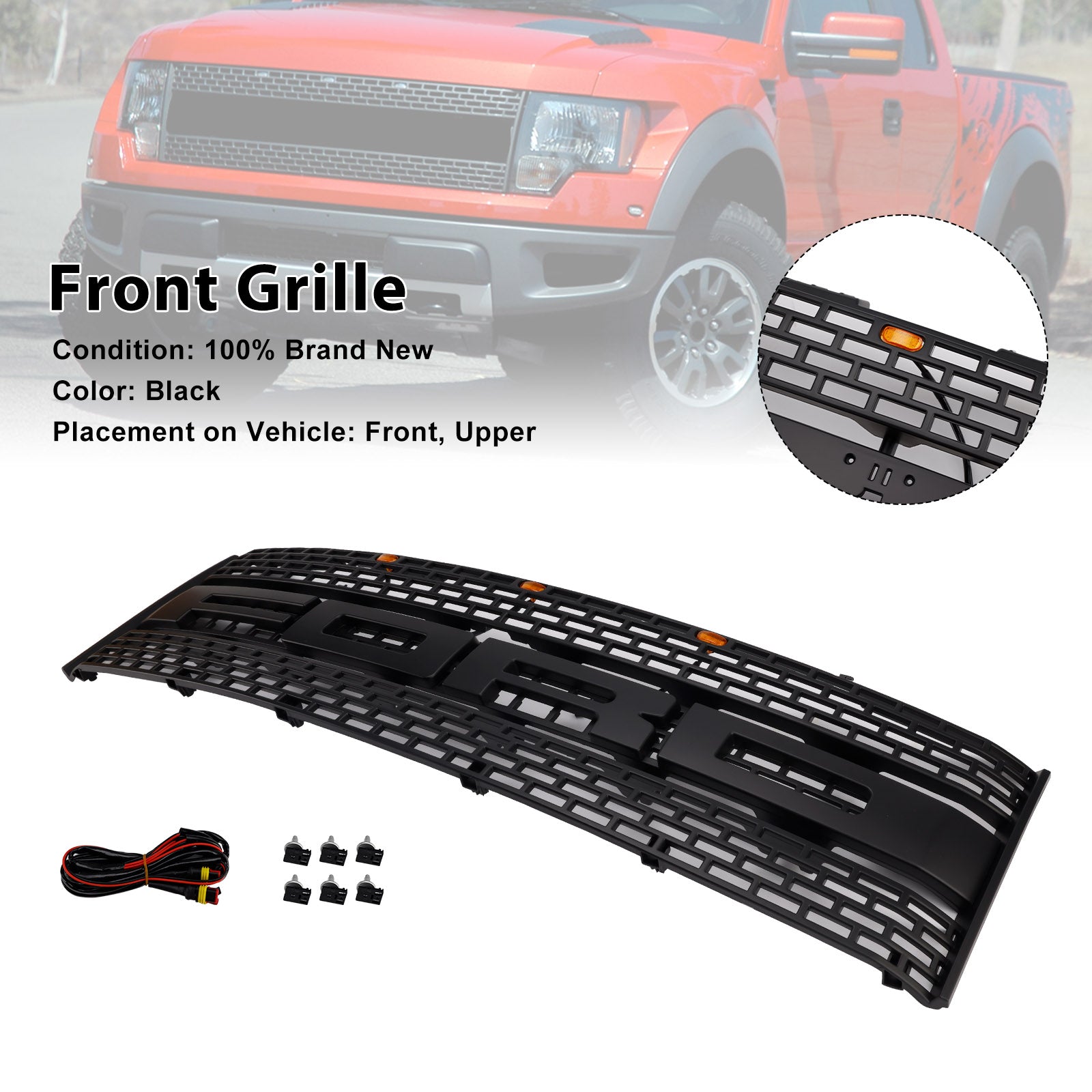 2010-2014 Ford F150 Raptor W/O Camera Hole Front Bumper Grille CL3Z8200DA