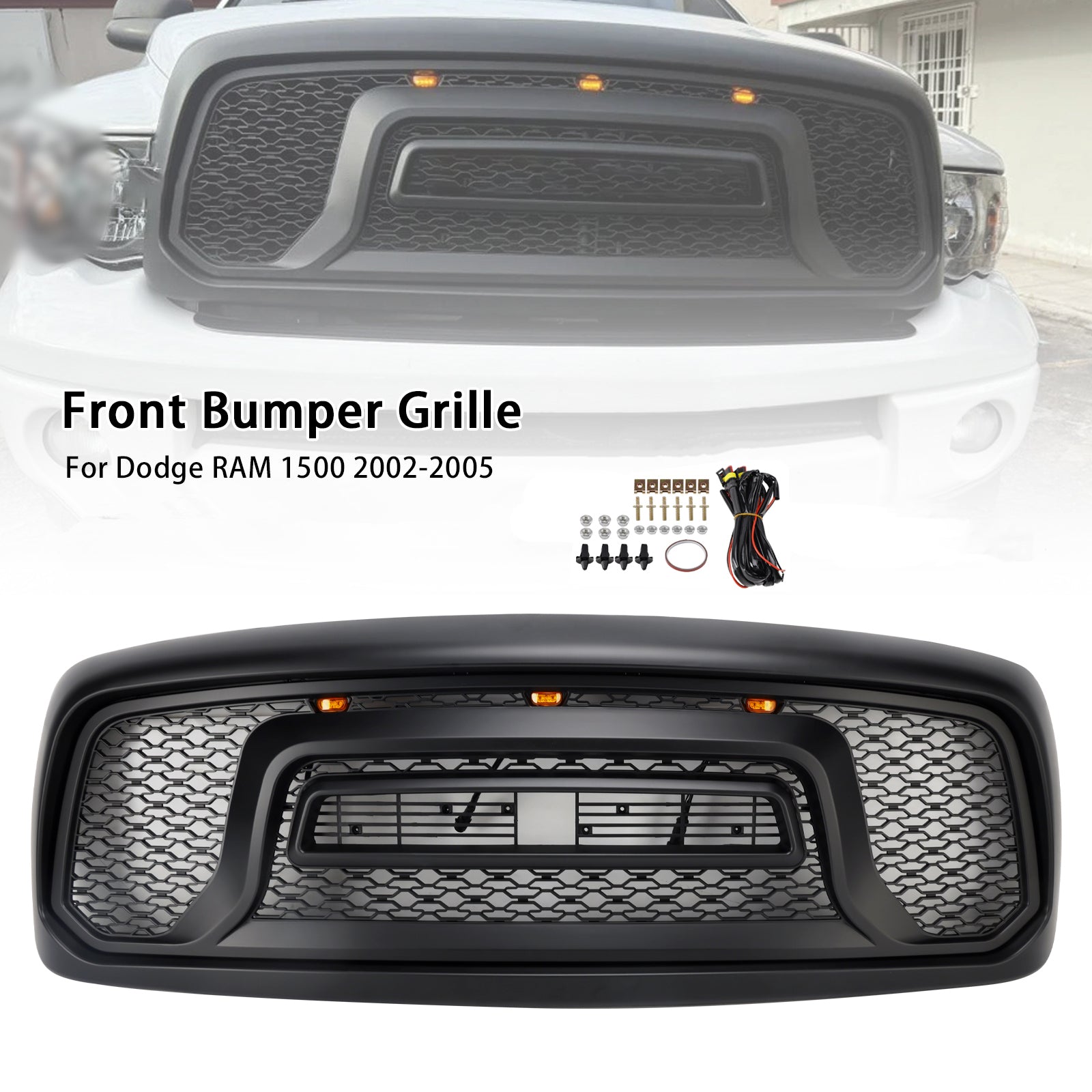 2002-2005 Dodge RAM 1500/2500/3500 Rebel Style Front Bumper Grill Grille