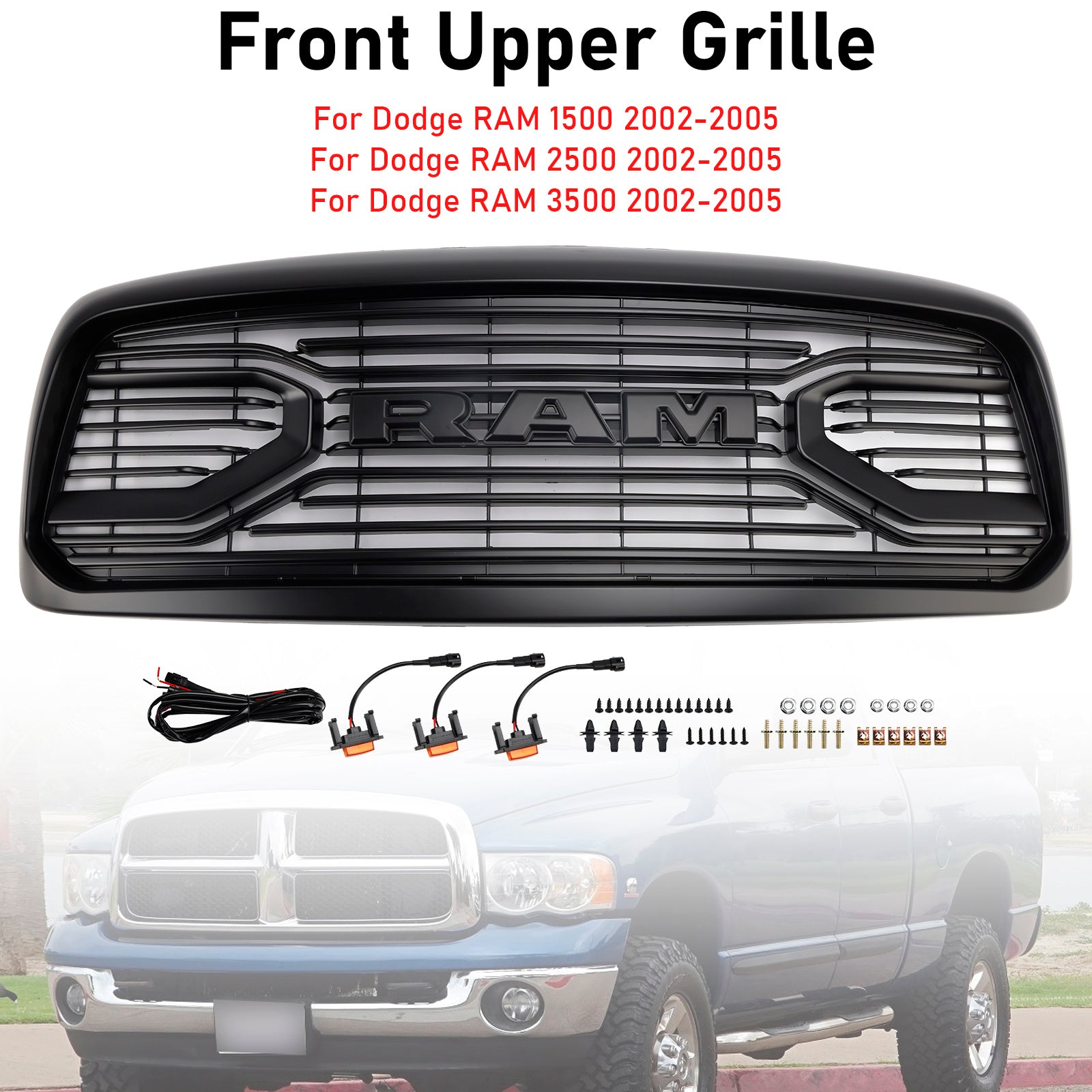 2002-2005 Dodge RAM 1500/2500/3500 Rebel Style Front Bumper Grille Grill