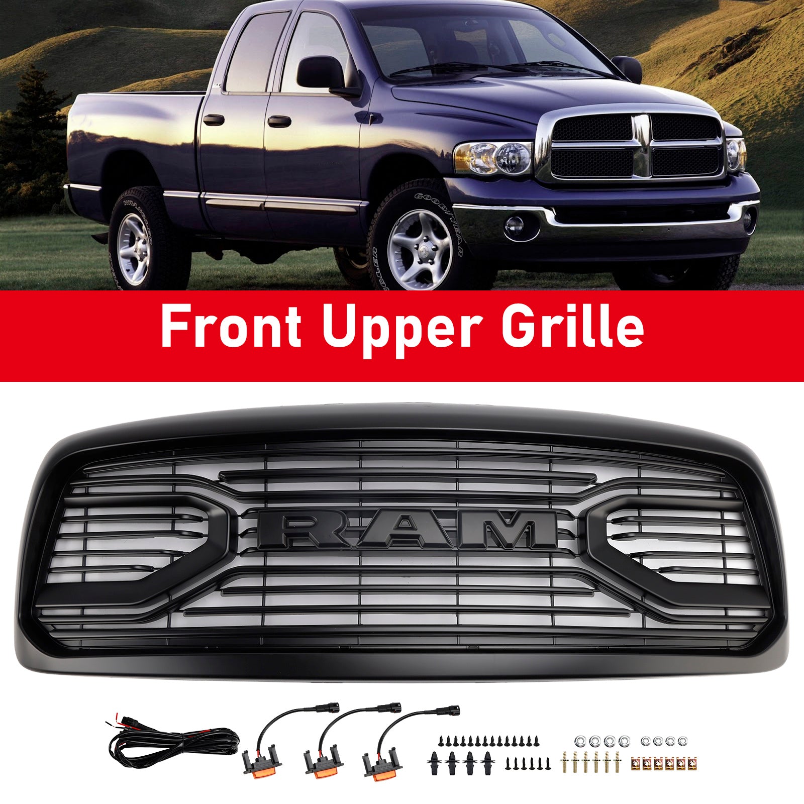 2002-2005 Dodge RAM 1500/2500/3500 Rebel Style Front Bumper Grille Grill