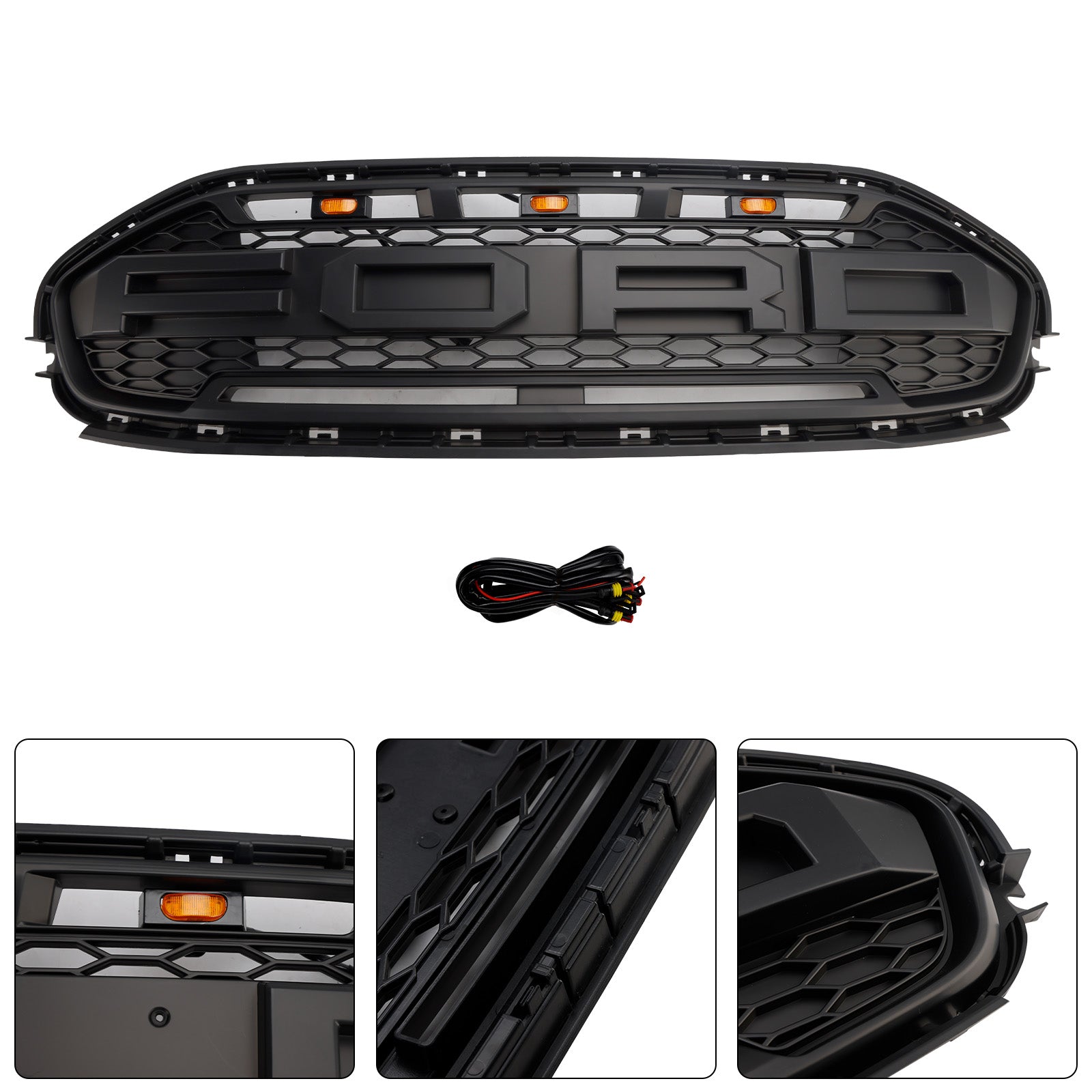 2019-2023 Ford Transit Connect W/LED Black Front Bumper Grill Grille