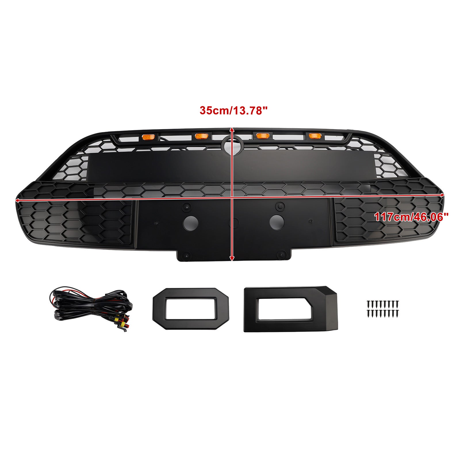 2013-2017 Ford Transit Custom W/LED Matte Black Front Bumper Grille Grill