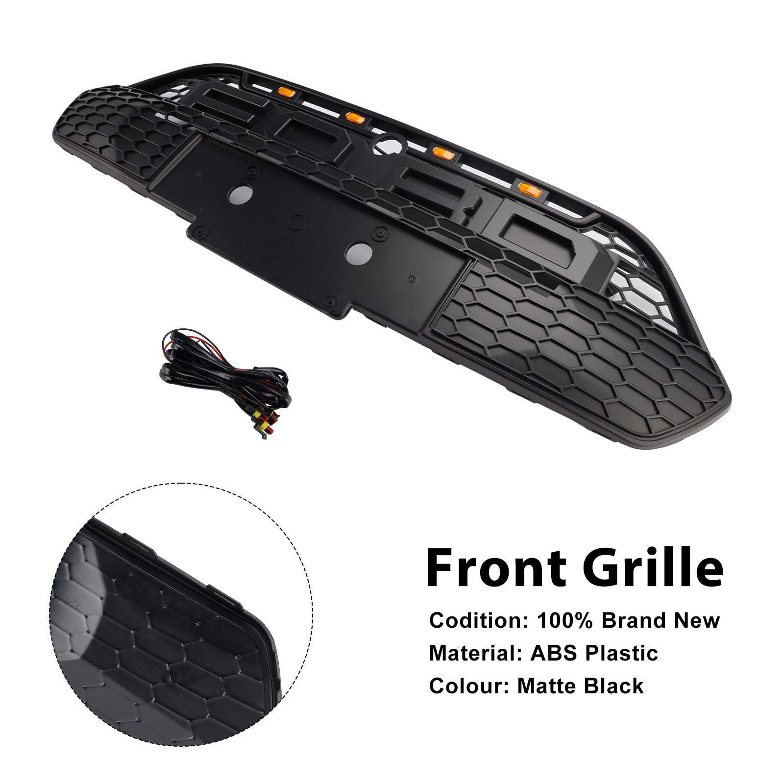 2013 2014 2015 2016 2017 Ford Transit Custom With LED Matte Black Front Bumper Grille Grill