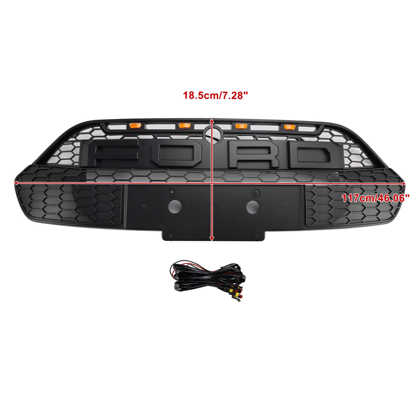 2013-2017 Ford Transit Custom W/LED Matte Black Front Bumper Grille Grill