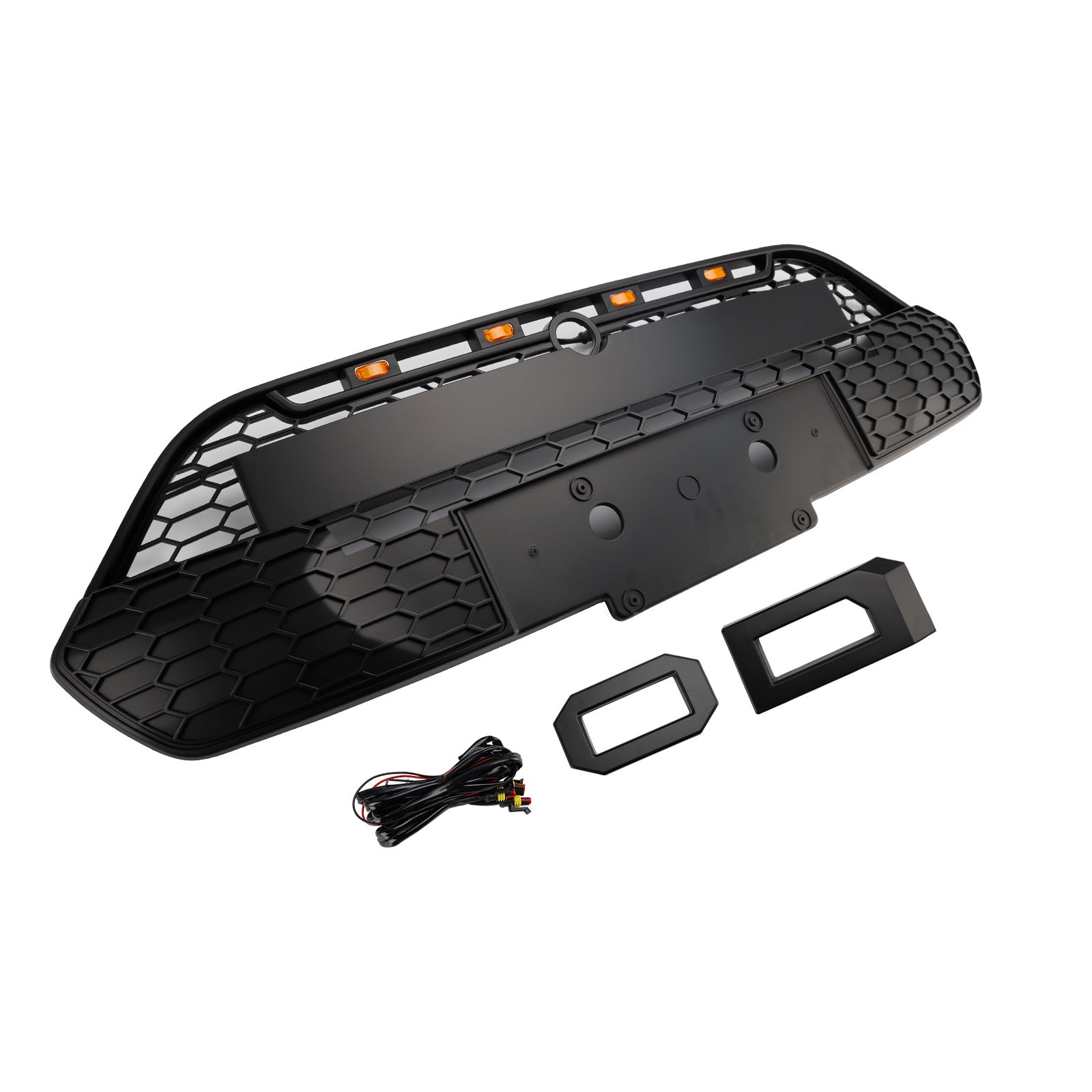 Ford Transit Custom 2013-2017 Matte Black Front Bumper Grille Grill With LED
