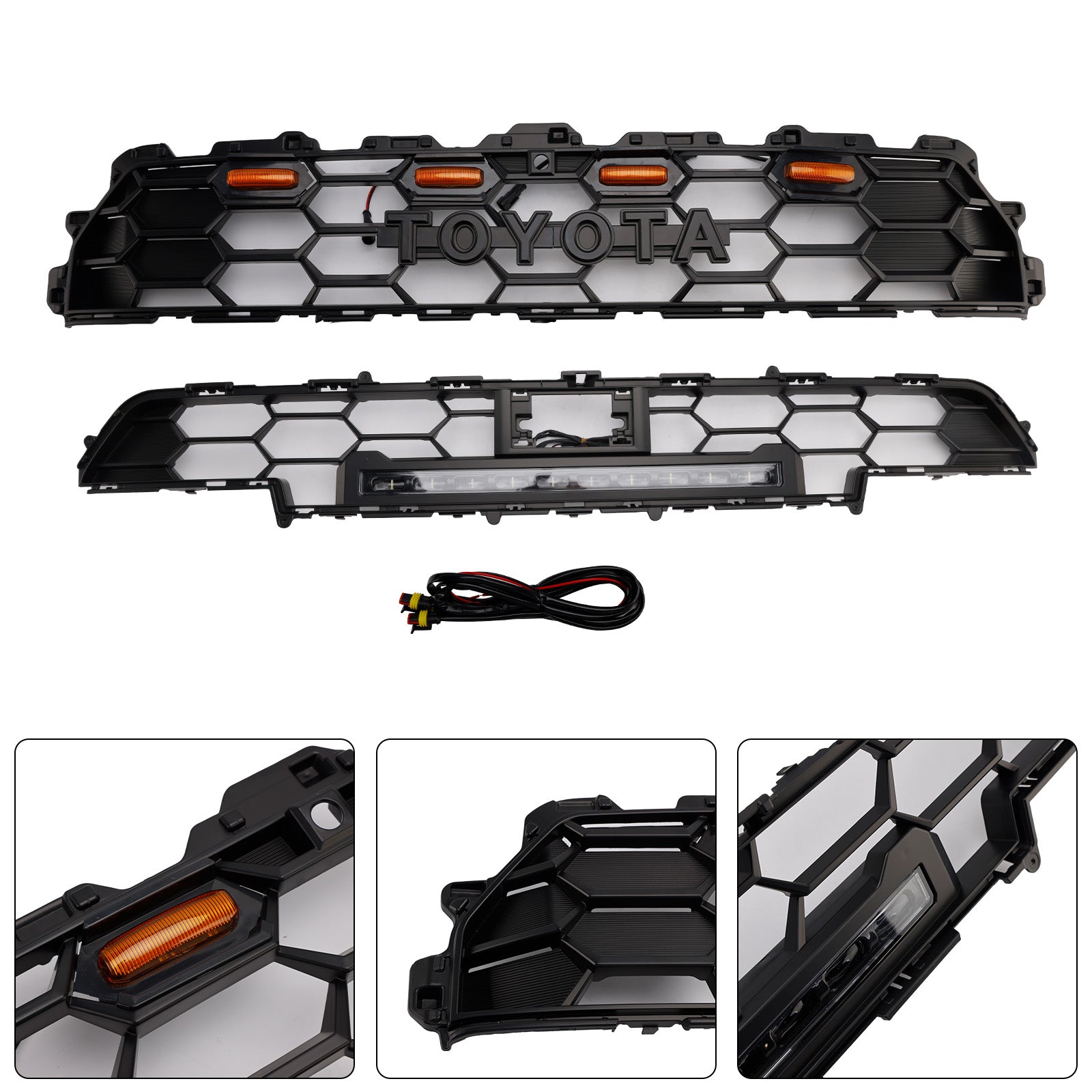 2024+ Toyota 4Runner TRD PRO W/Light Bar Front Bumper Grille Grill Black