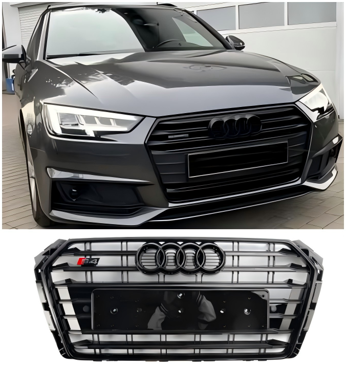 2017-2018 Audi A4/S4 B9 S4 Style Bumper Mesh Hex Grille Grill Black