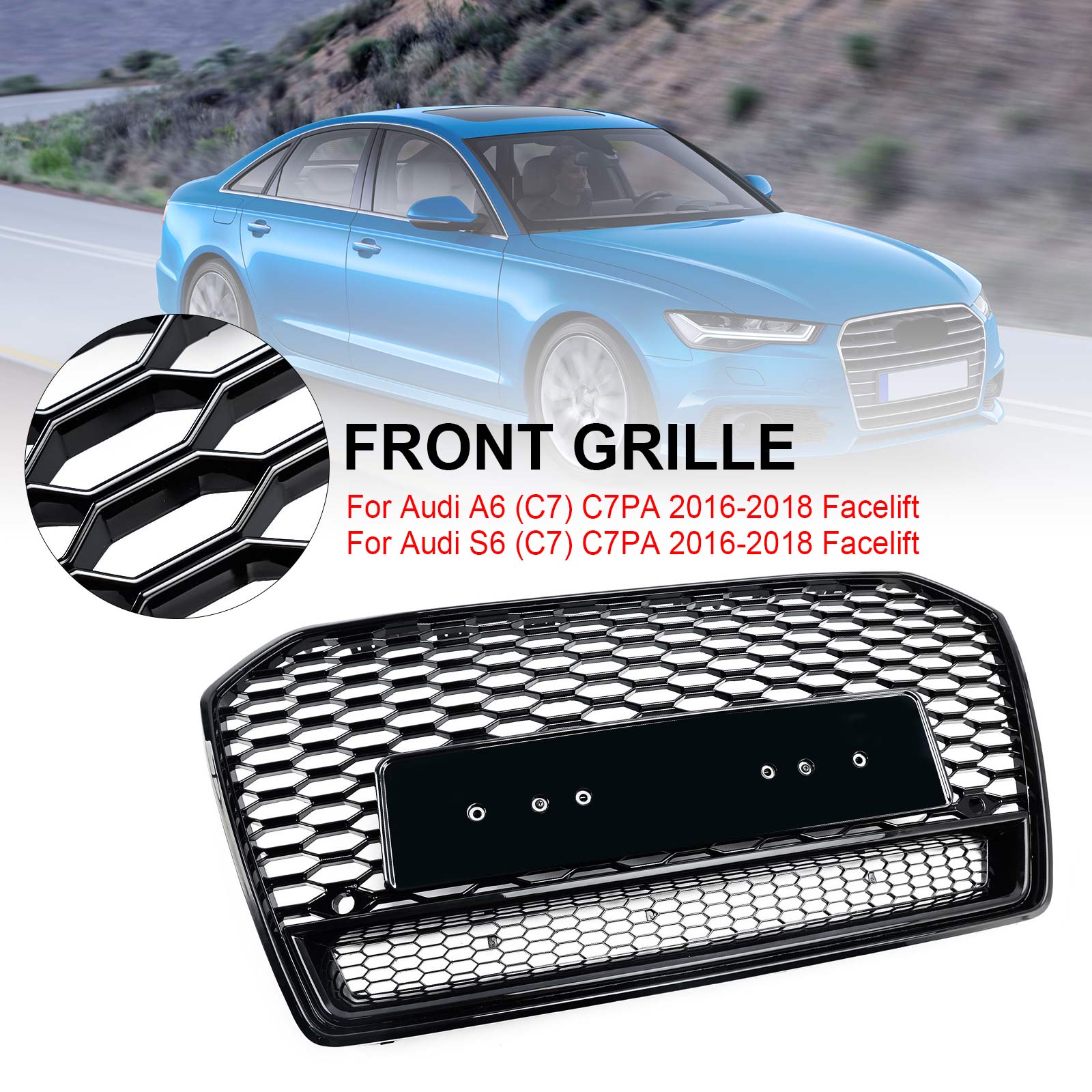 2016-2018 Audi S6 (C7) C7PA FACELIFT RS6 MUNHOMB MESH GRILLA FRONTAL GRILL