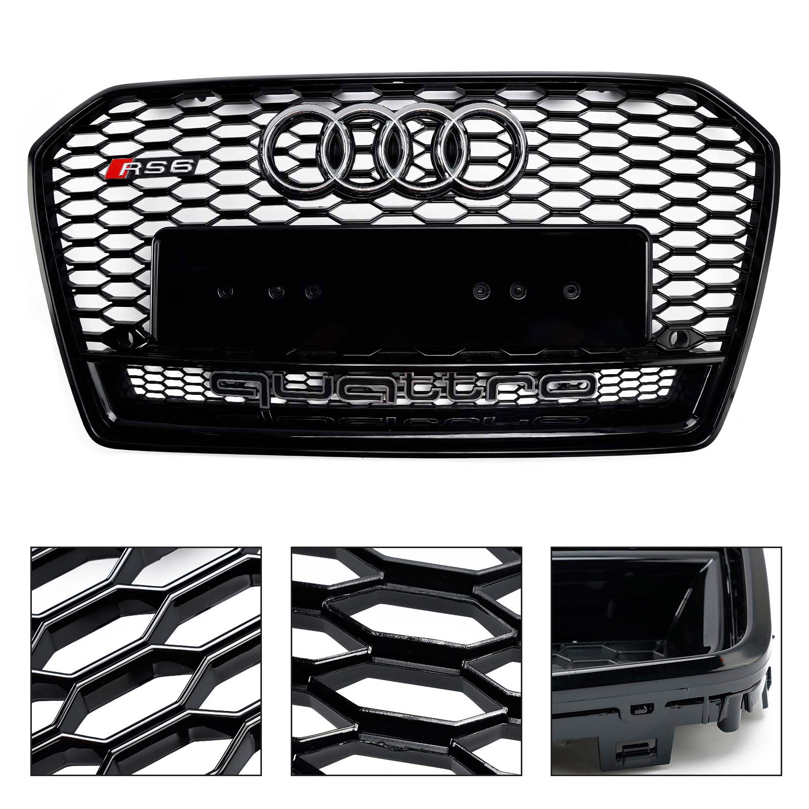 2016 2017 2018 Audi A6 S6 C7 C7PA RS6 štýl Honeycomb Mesh Front Grill Black Black
