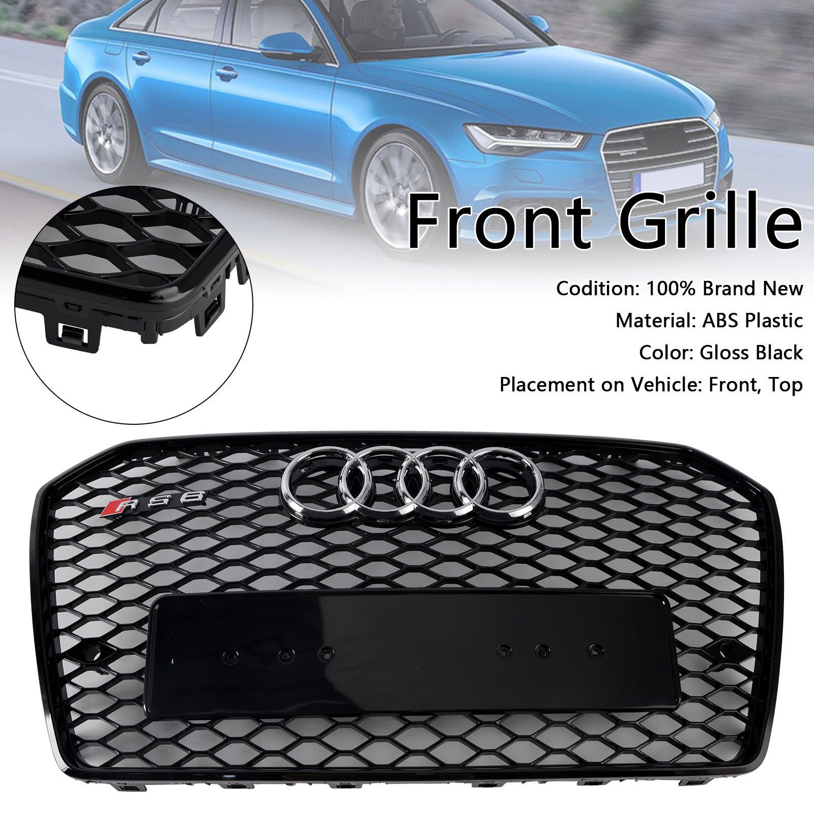2016-2018 Audi A6 (C7) C7PA Facelift RS6 Front Honeycomb Mesh Grille