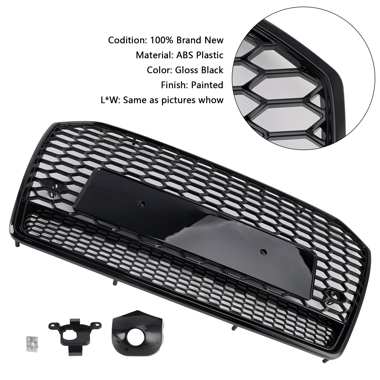 2016-2018 Audi A6 S6 C7 RS6 Style Honeycomb Mesh Front Grille Grill Black