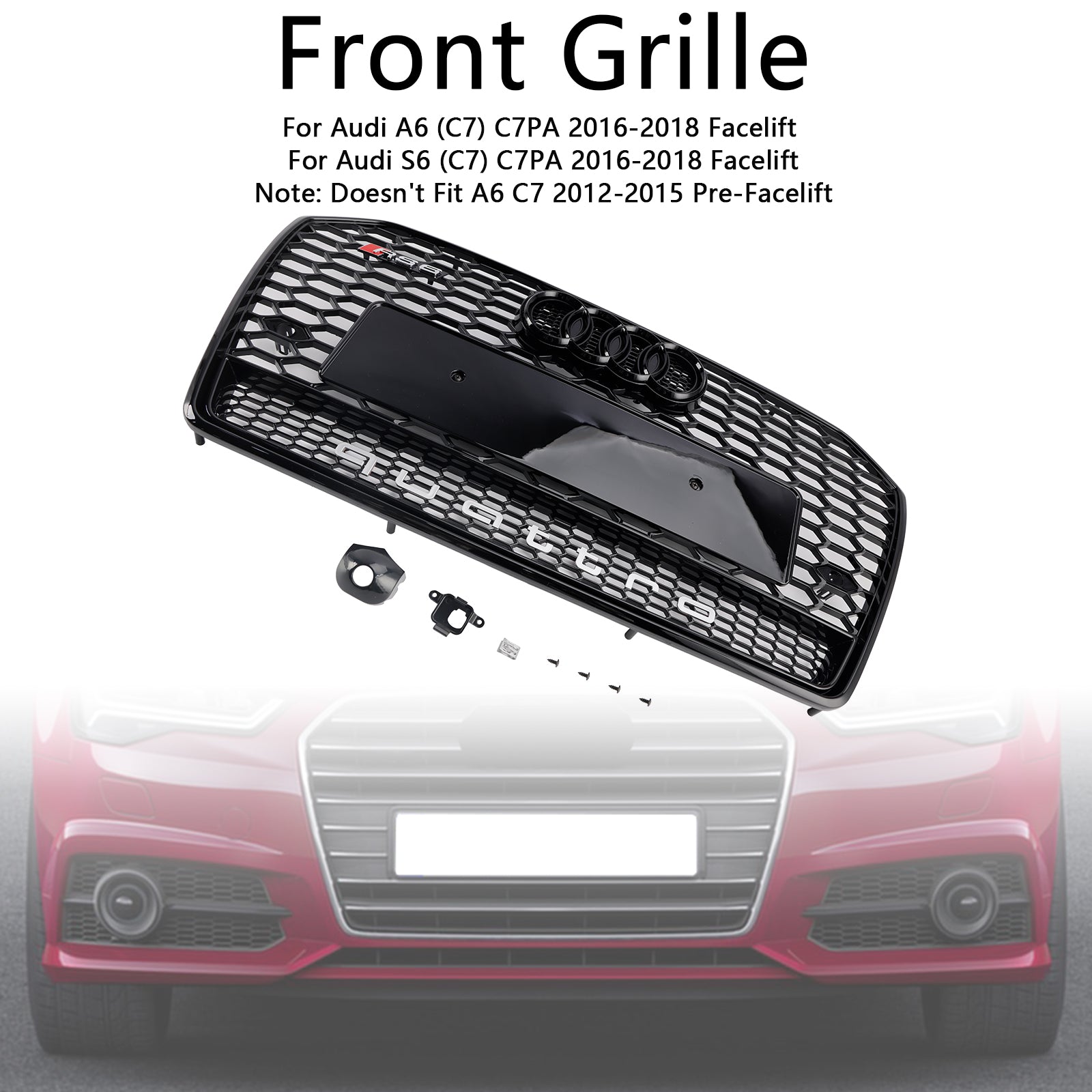 2016-2018 AUDI A6 S6 C7 RS6 MONOMB MESH GRILE FRONTE GRILLE BLACK