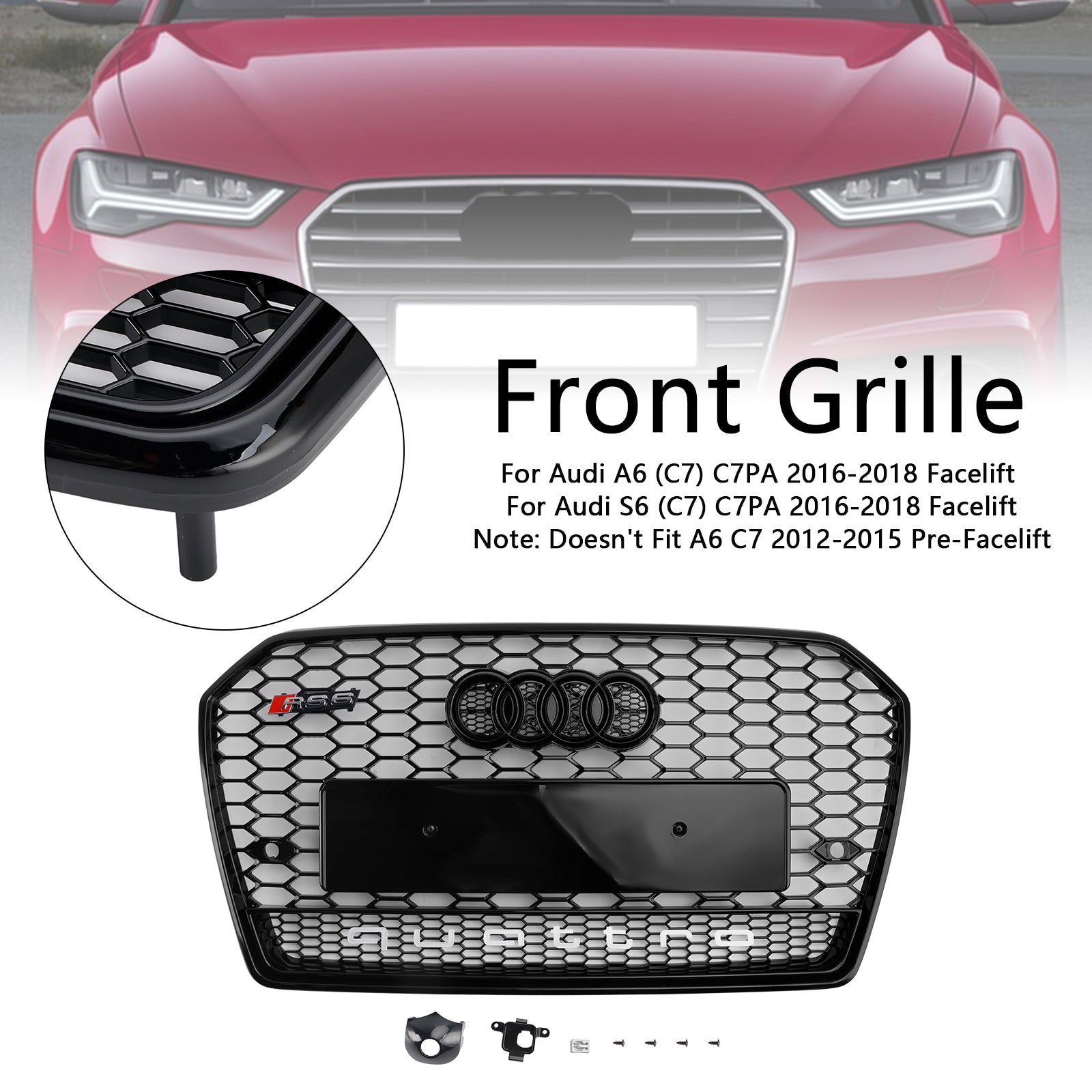 2016-2018 AUDI A6 S6 C7 RS6 MONOMB MESH GRILE FRONTE GRILLE BLACK