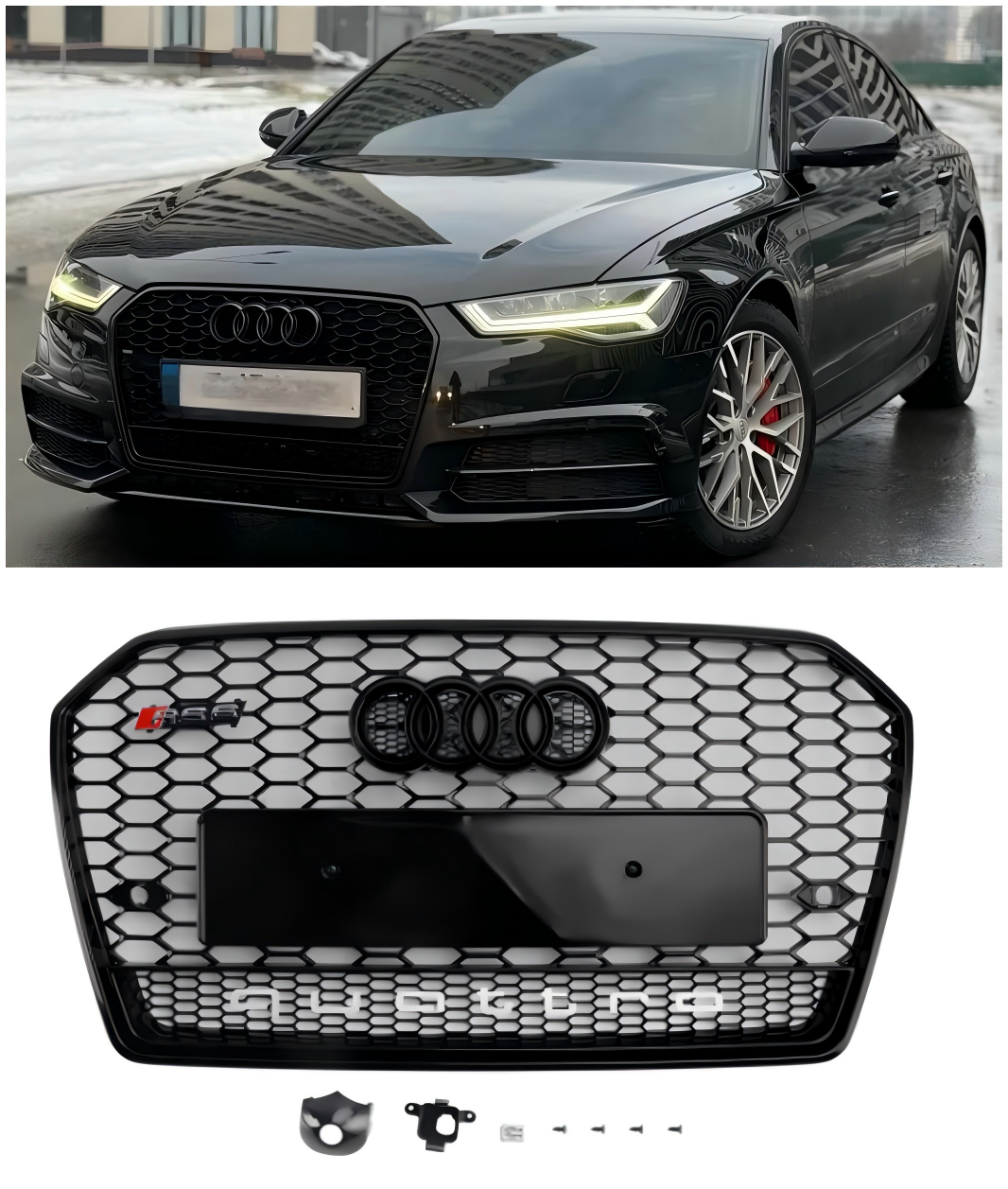 2016-2018 Audi A6 S6 C7 RS6 Stijl Honingraat Mesh Grille Grill Zwart
