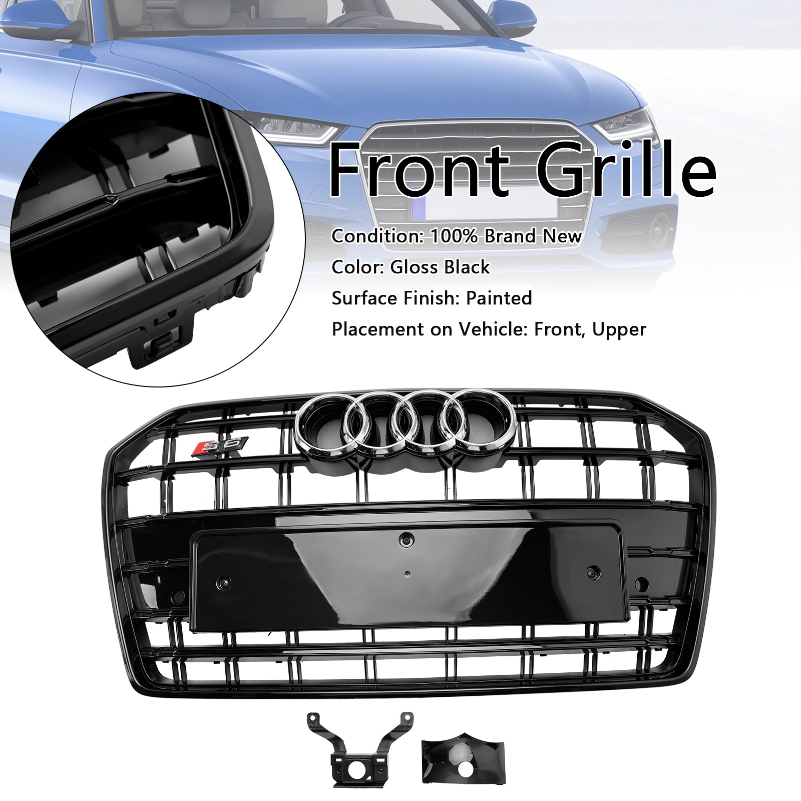 Griglia per paraurti anteriore Audi A6 S6 C7 S6 Style 2016-2018 nera