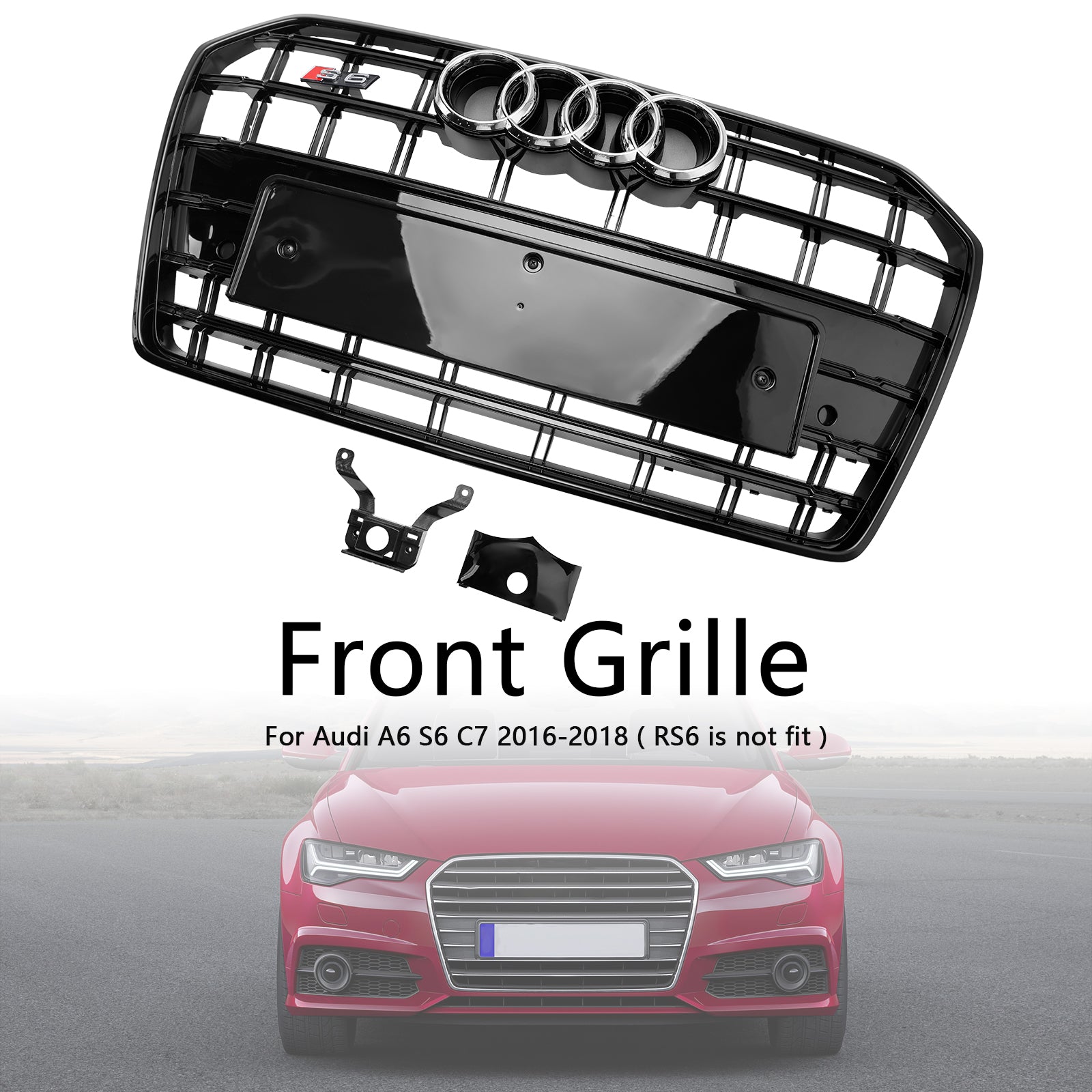 Griglia per paraurti anteriore Audi A6 S6 C7 S6 Style 2016-2018 nera
