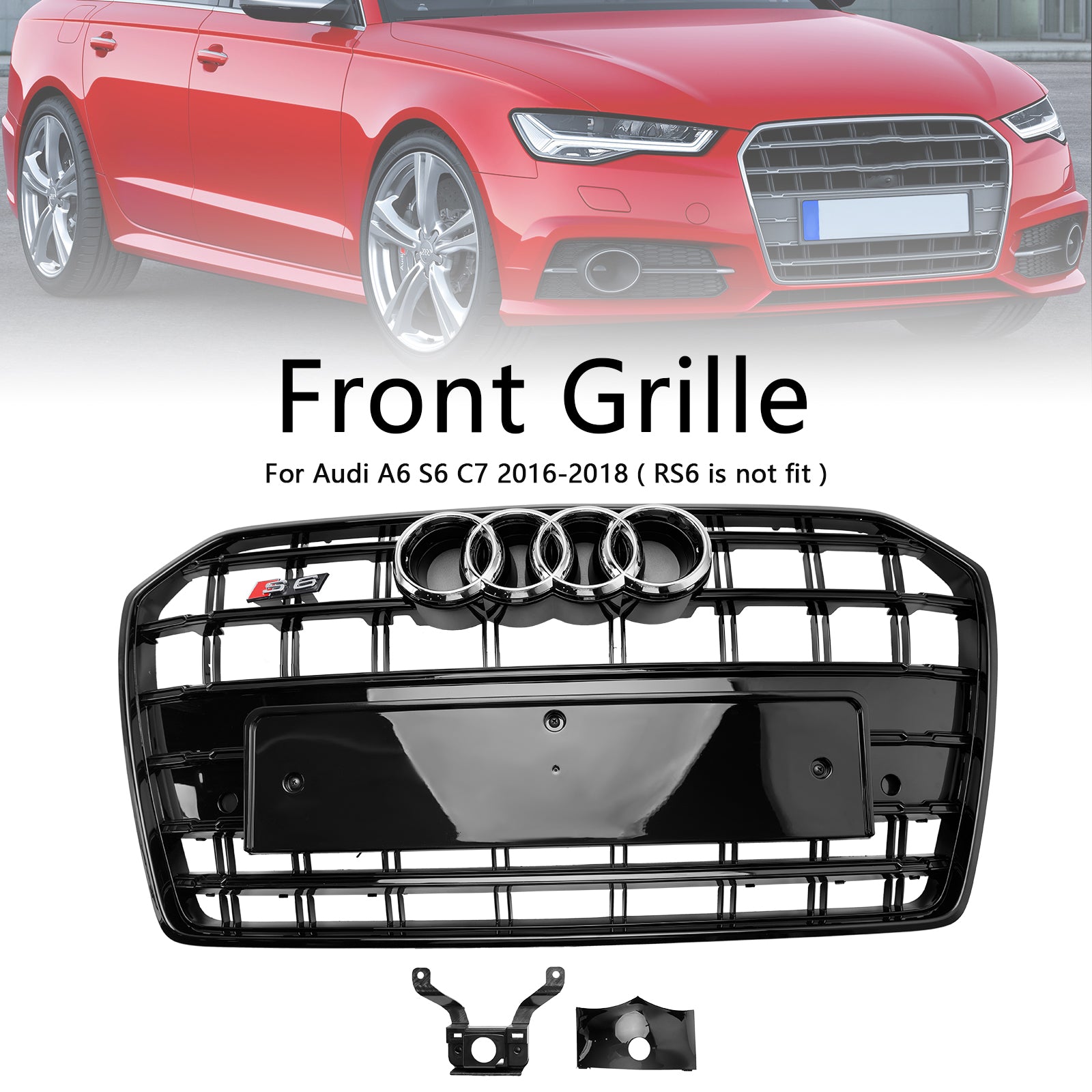 Griglia per paraurti anteriore Audi A6 S6 C7 S6 Style 2016-2018 nera