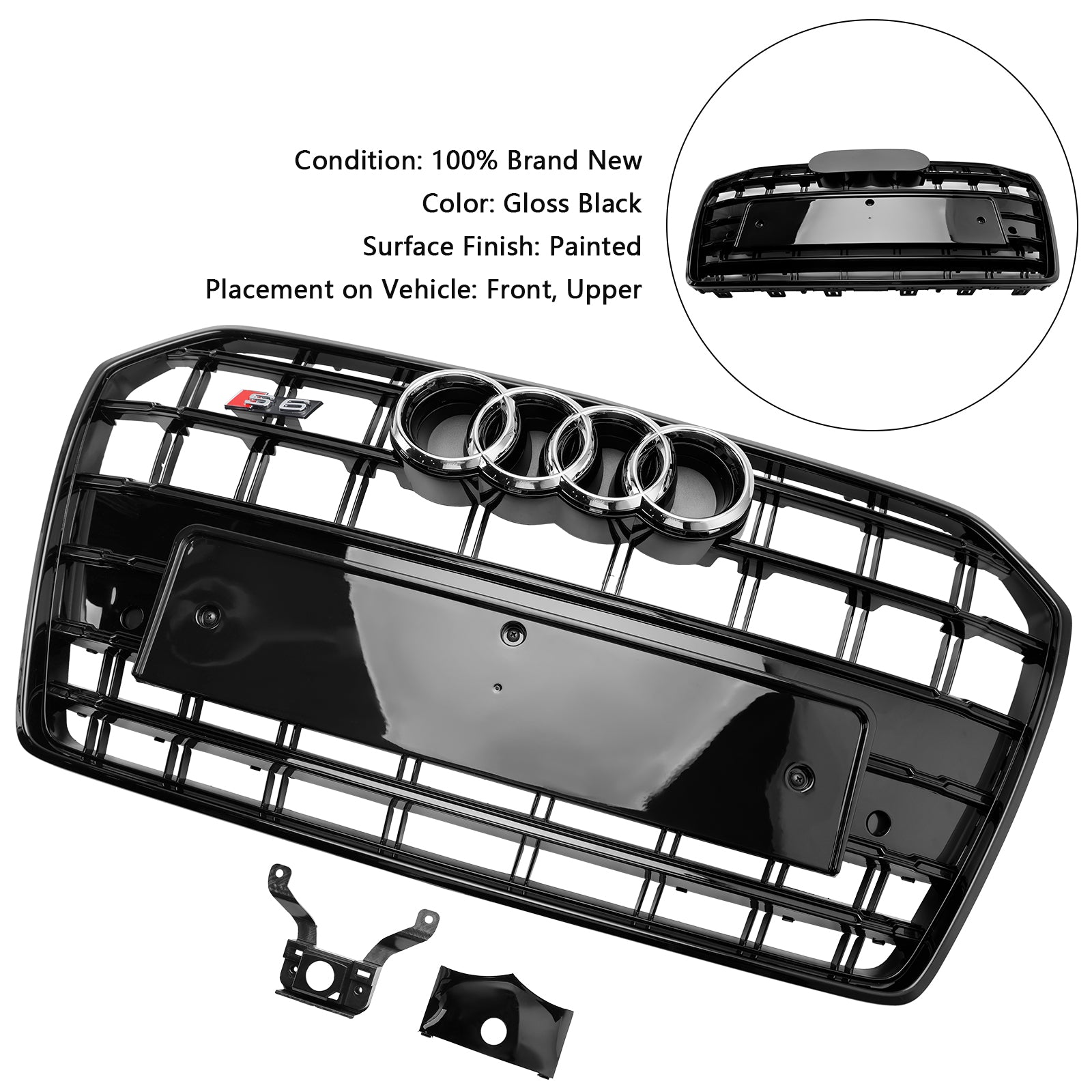 Griglia per paraurti anteriore Audi A6 S6 C7 S6 Style 2016-2018 nera