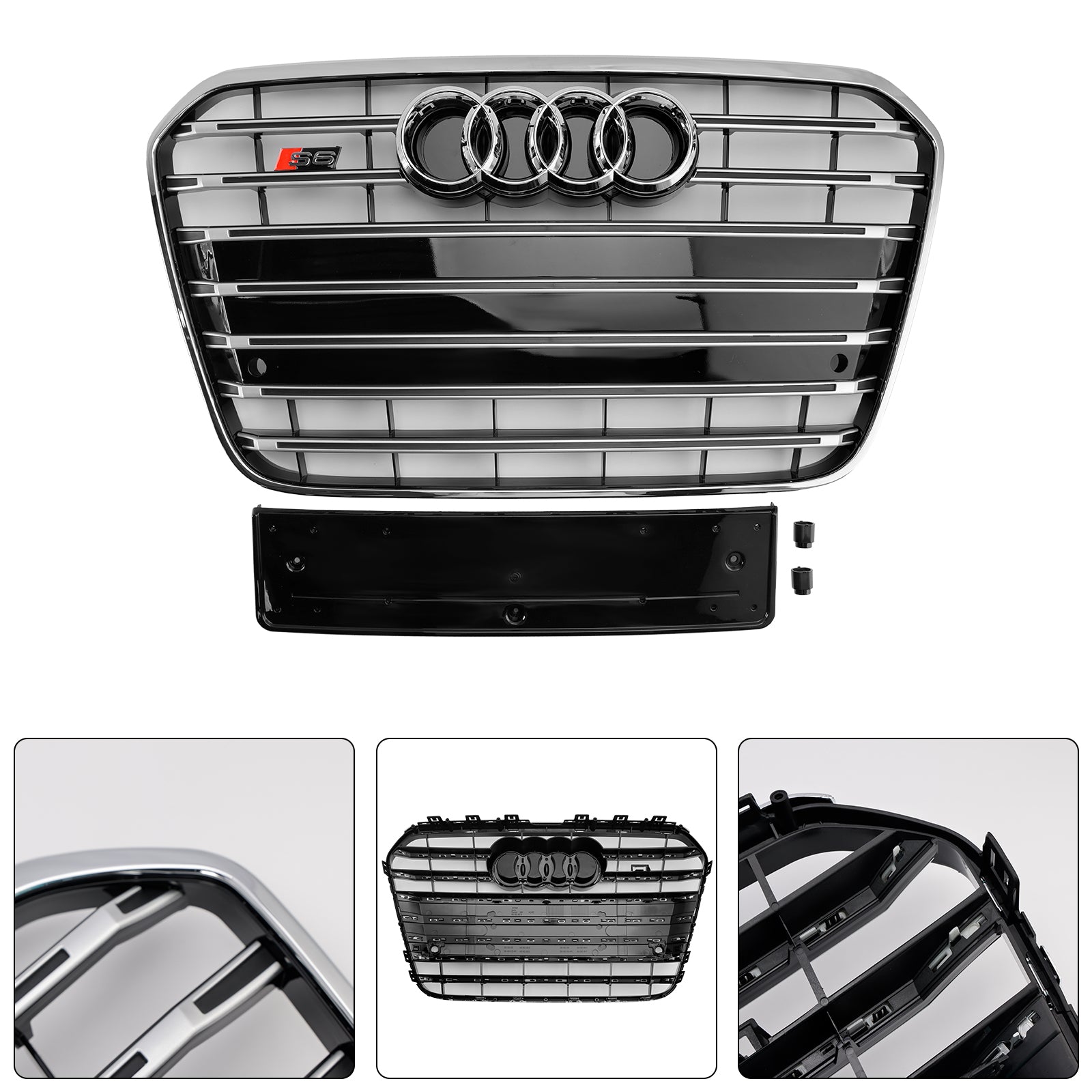 Parrilla de parachoques delantero estilo Audi A6 C7 S6 2012-2015 cromada