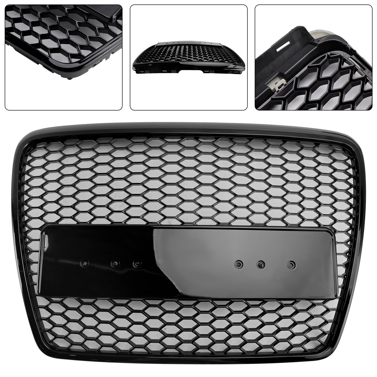 2008 2009 2010 2011 Audi A6 C6 Facelift Black Front Honeycomb Bumper Grill Grille
