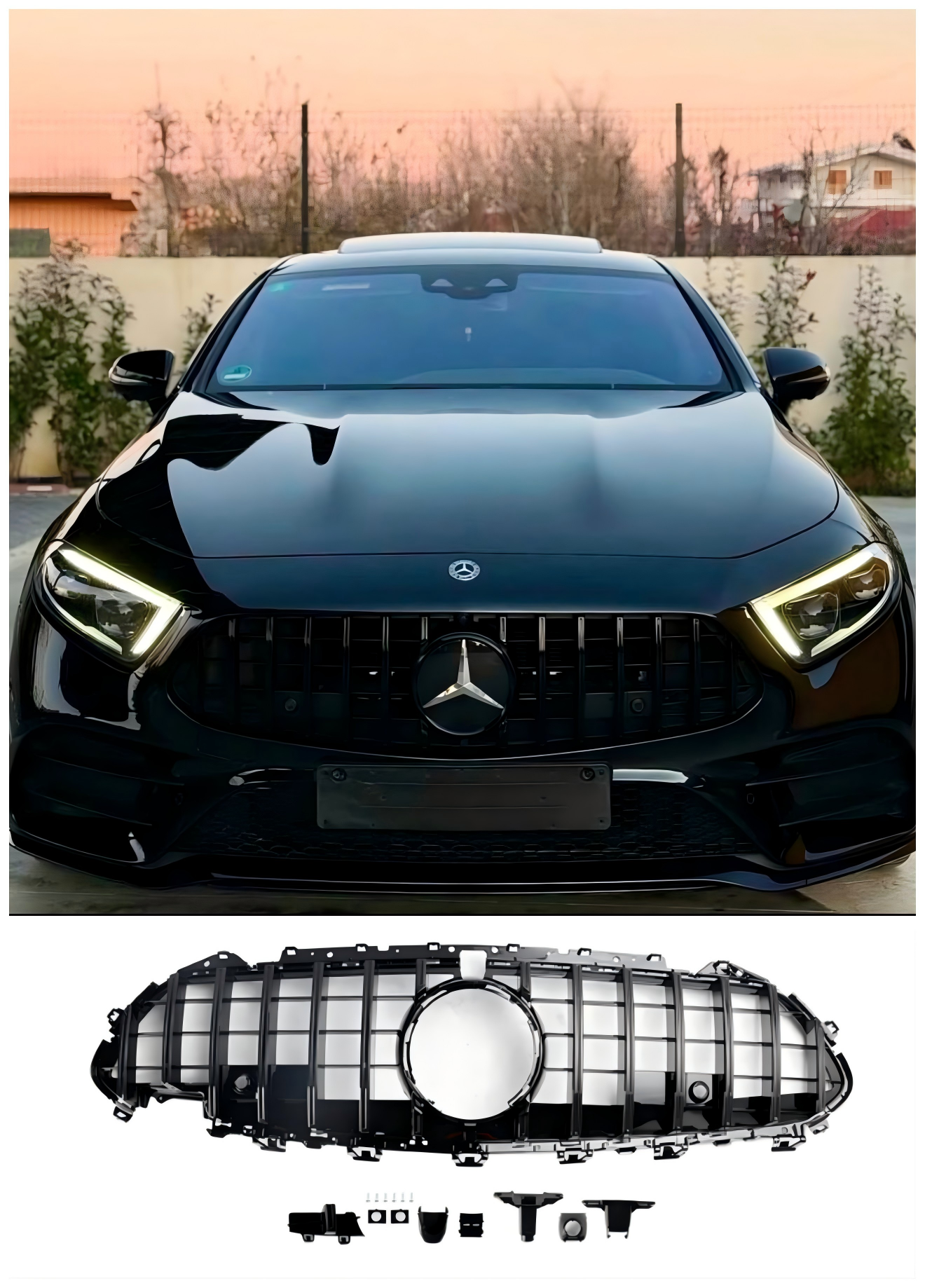 Mercedes CLS C257 2018-2024 W257 Parrilla de parachoques delantera negra para coupé