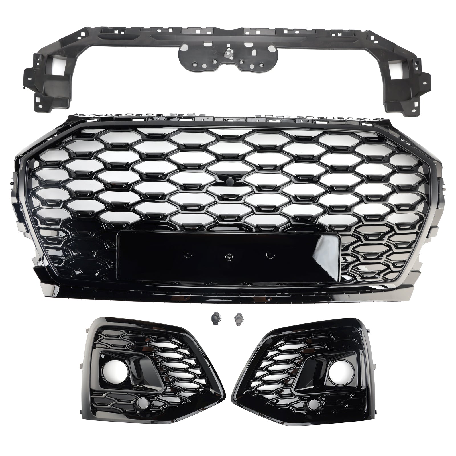 Grille de pare-chocs avant en nid d'abeille pour Audi Q5 2021-2025 & Cache-phares antibrouillard