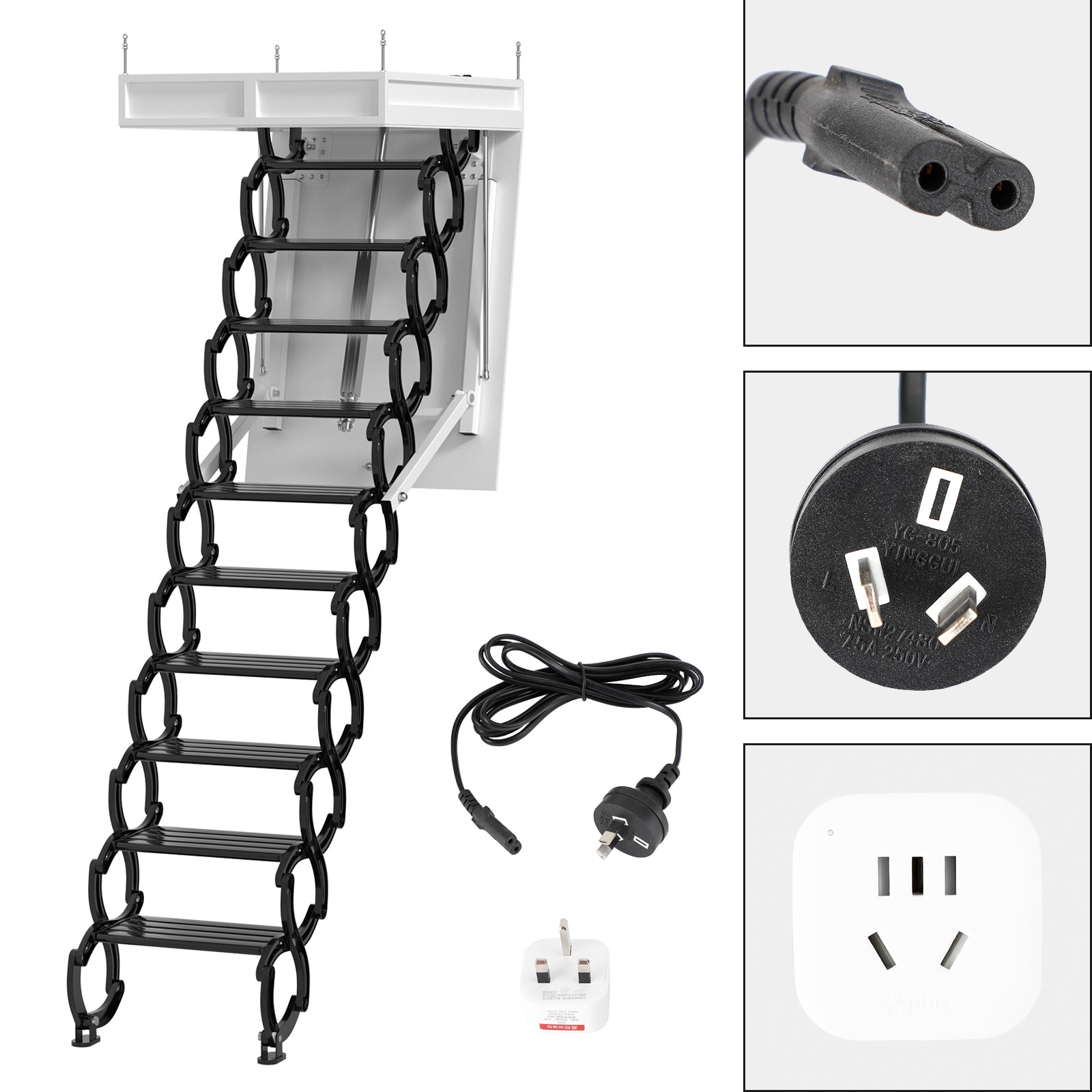 Elektrische zolderladder aluminium opvouwbaar 70 * 100 cm 9,5 ft met afstandsbediening voor zolder UK