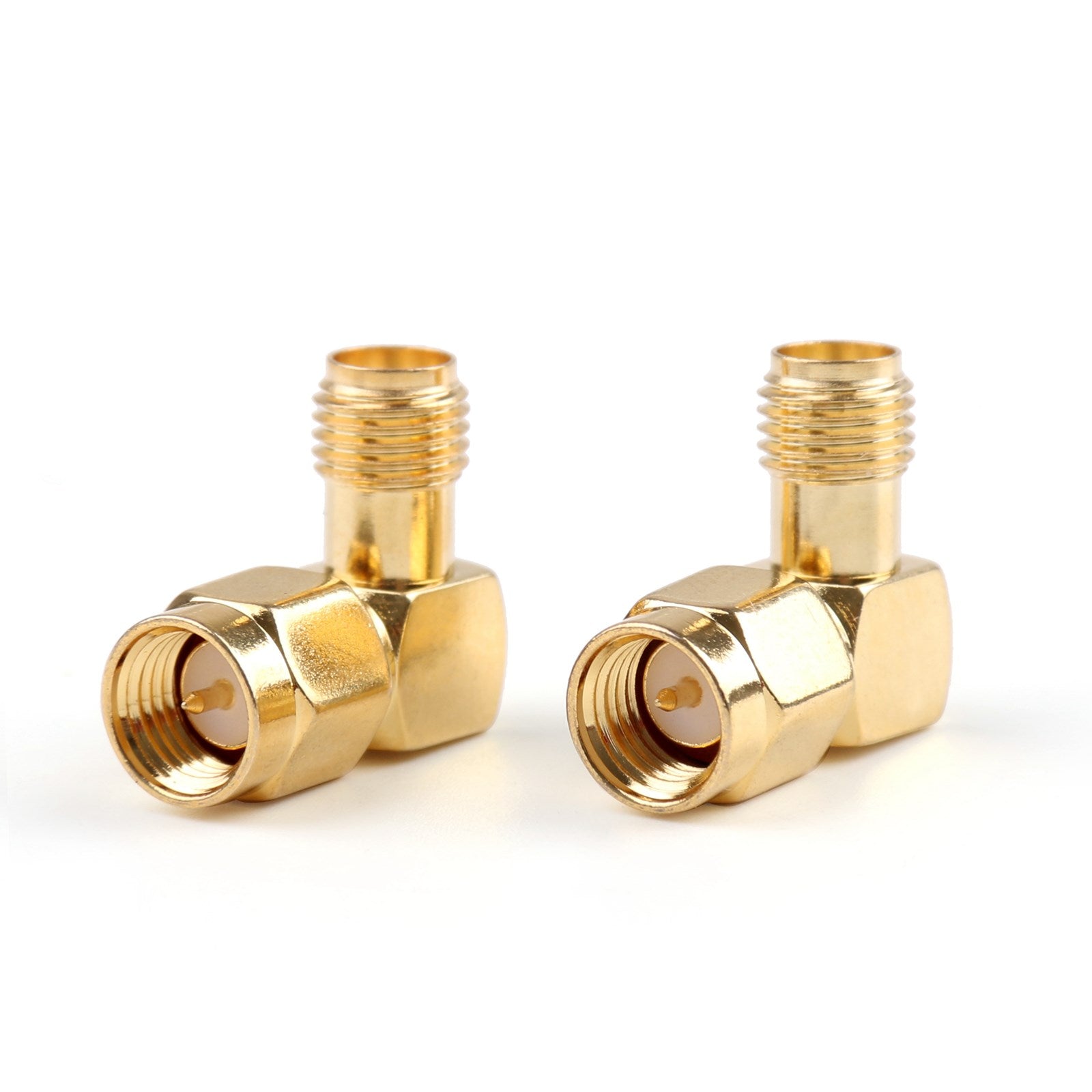 2PCS SMA Kvinne Jack til SMA mannlig plugg rett vinkel 90 graders RF -kontaktadapter