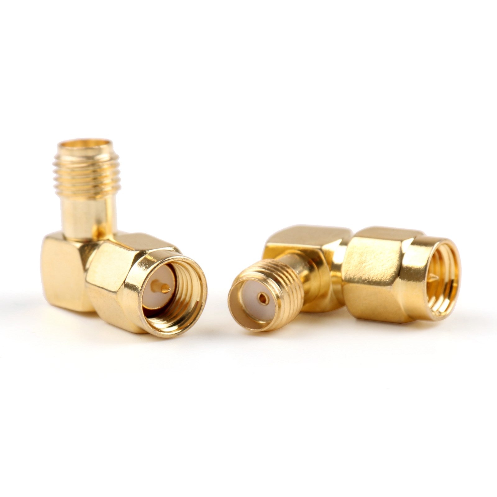2PCS SMA Kvinne Jack til SMA mannlig plugg rett vinkel 90 graders RF -kontaktadapter