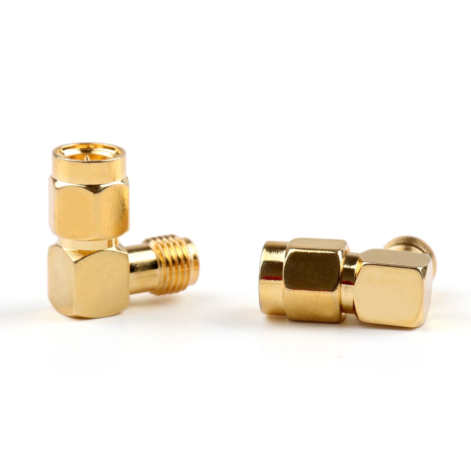 2PCS SMA Kvinne Jack til SMA mannlig plugg rett vinkel 90 graders RF -kontaktadapter