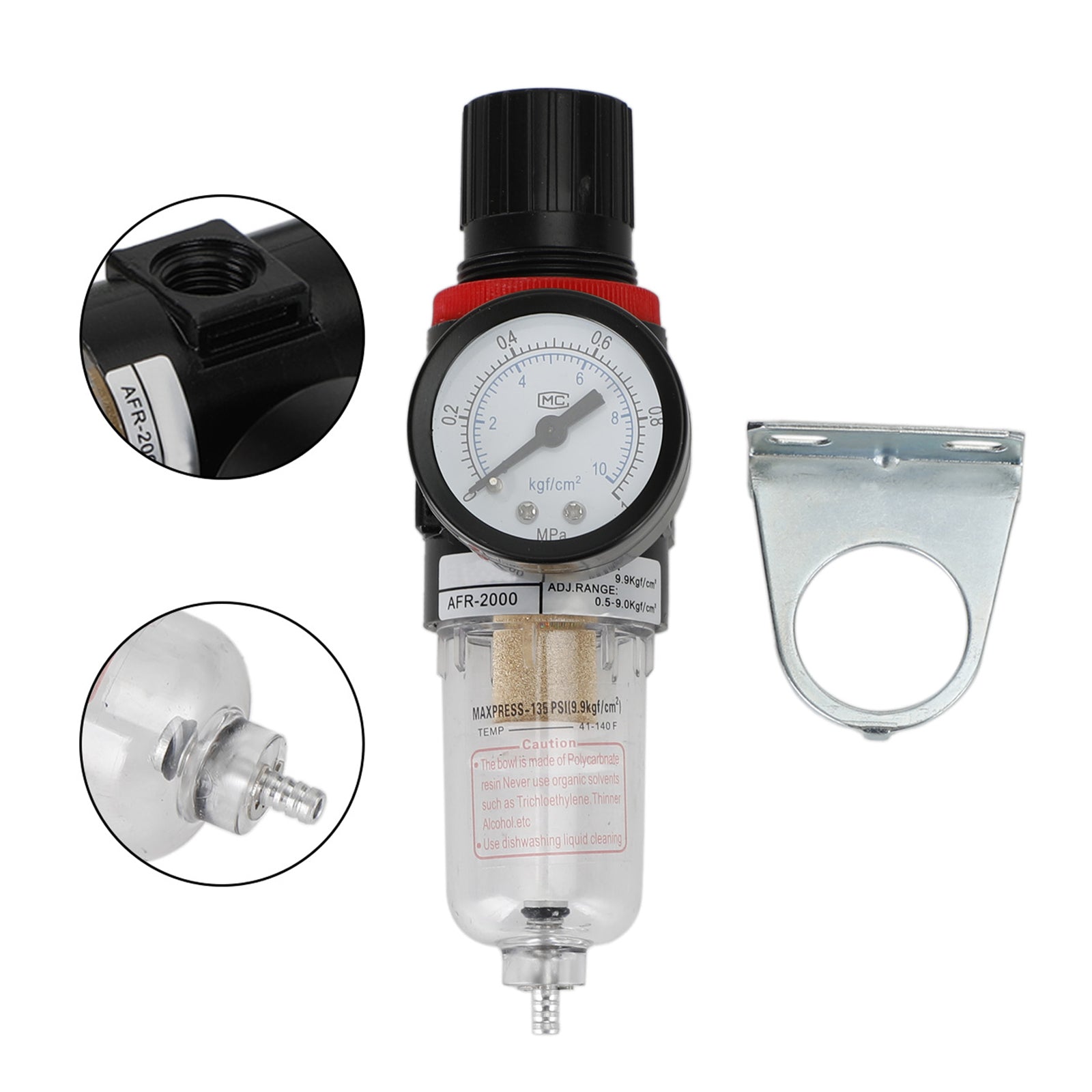 AFR-2000 1/4" Filtro de compressor de ar, separador de água, ferramentas de armadilha com regulador e medidor