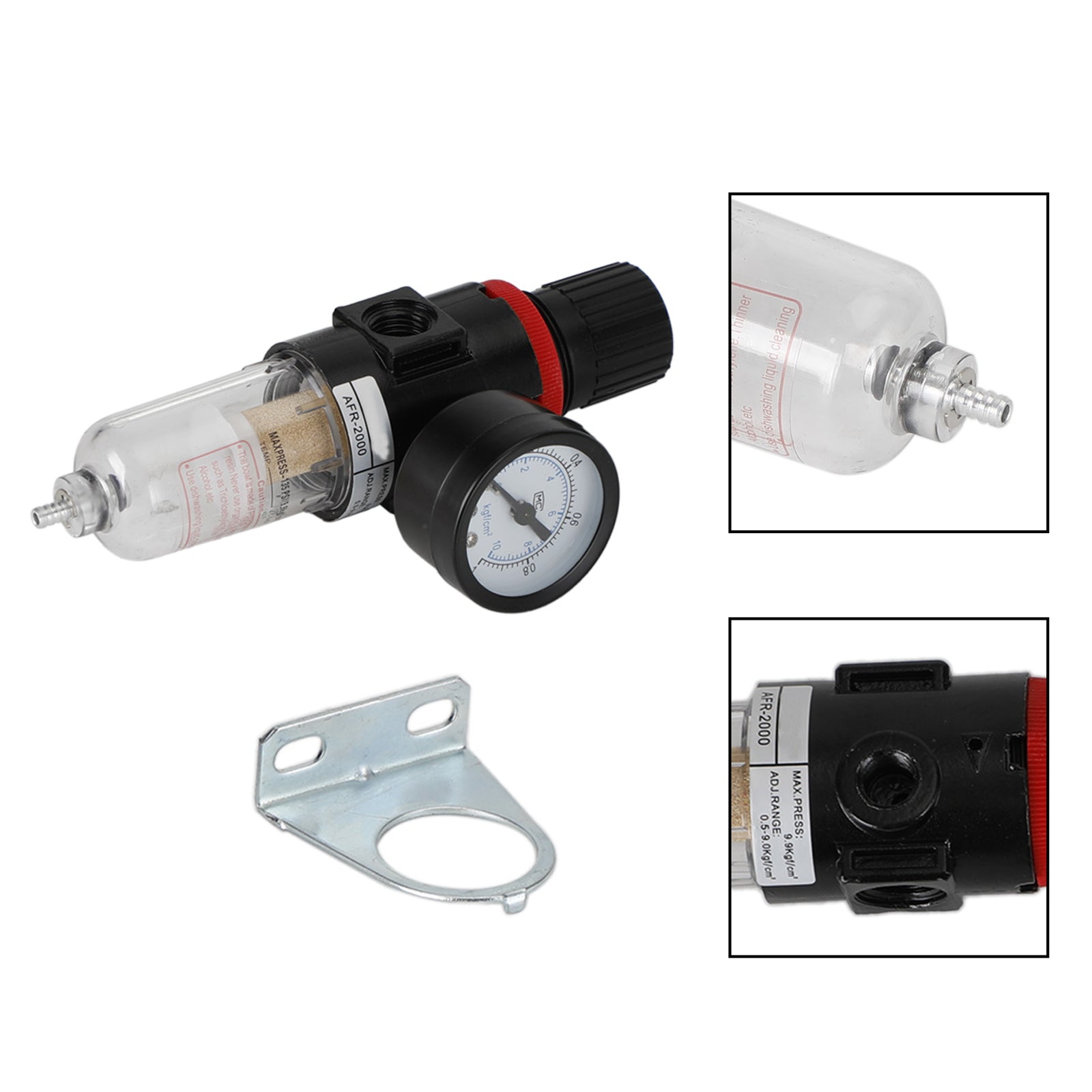 AFR-2000 1/4" Filtro de compressor de ar, separador de água, ferramentas de armadilha com regulador e medidor