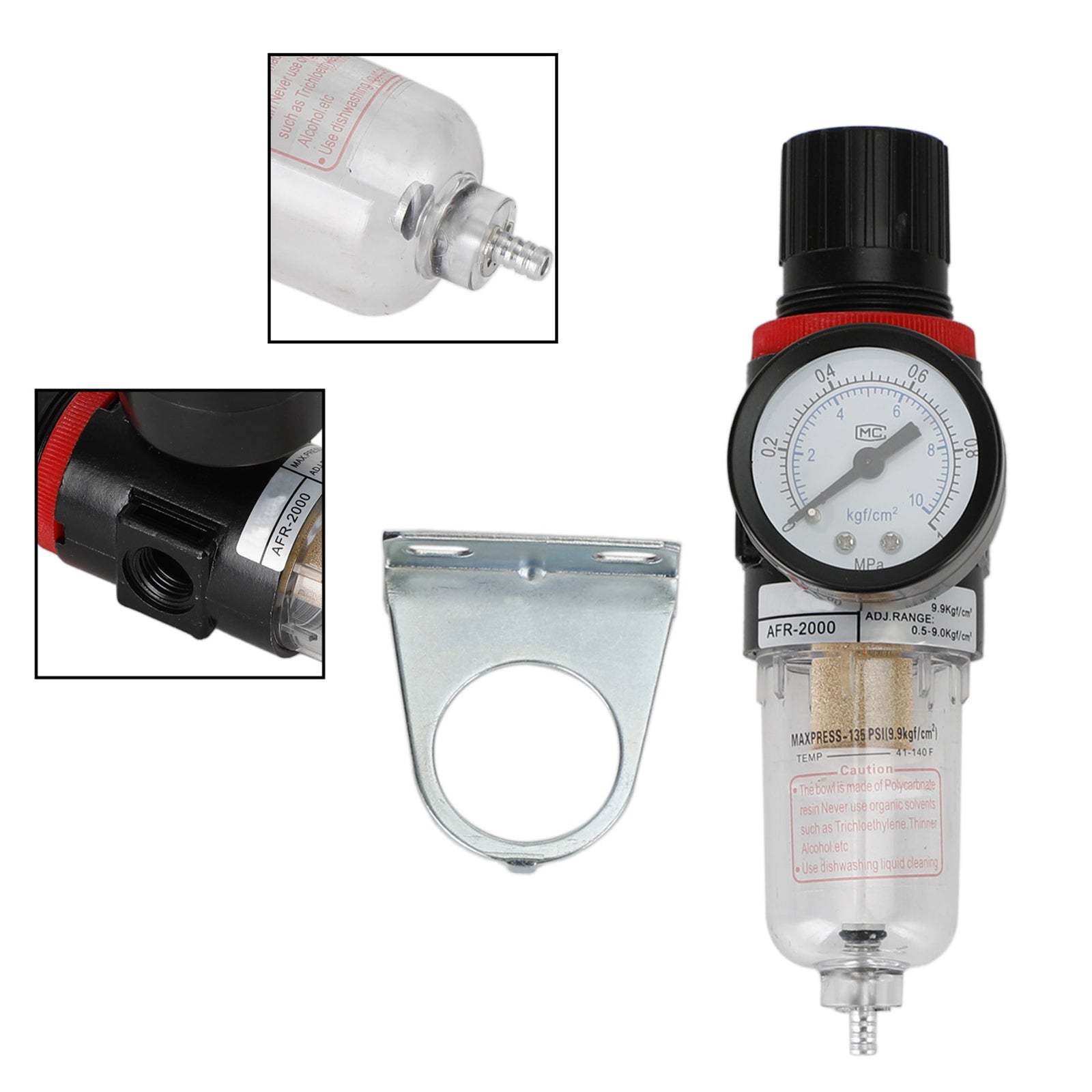 AFR-2000 1/4" Filtro de compressor de ar, separador de água, ferramentas de armadilha com regulador e medidor