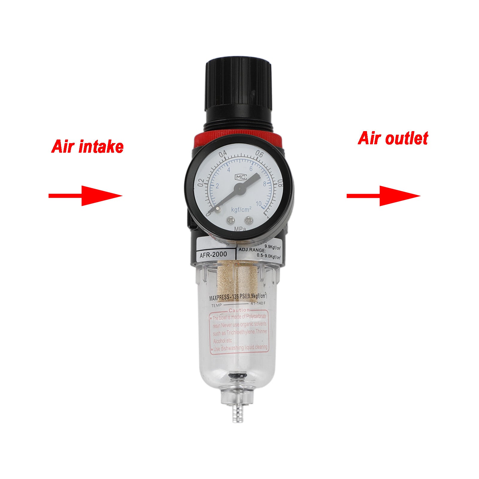 AFR-2000 1/4" Filtro de compressor de ar, separador de água, ferramentas de armadilha com regulador e medidor