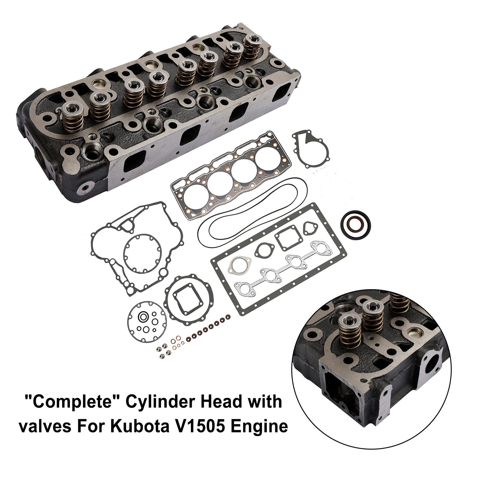 Complete Cylinder Head Assy+Gasket Kit For Kubota V1505 V1505D 1G091-03044