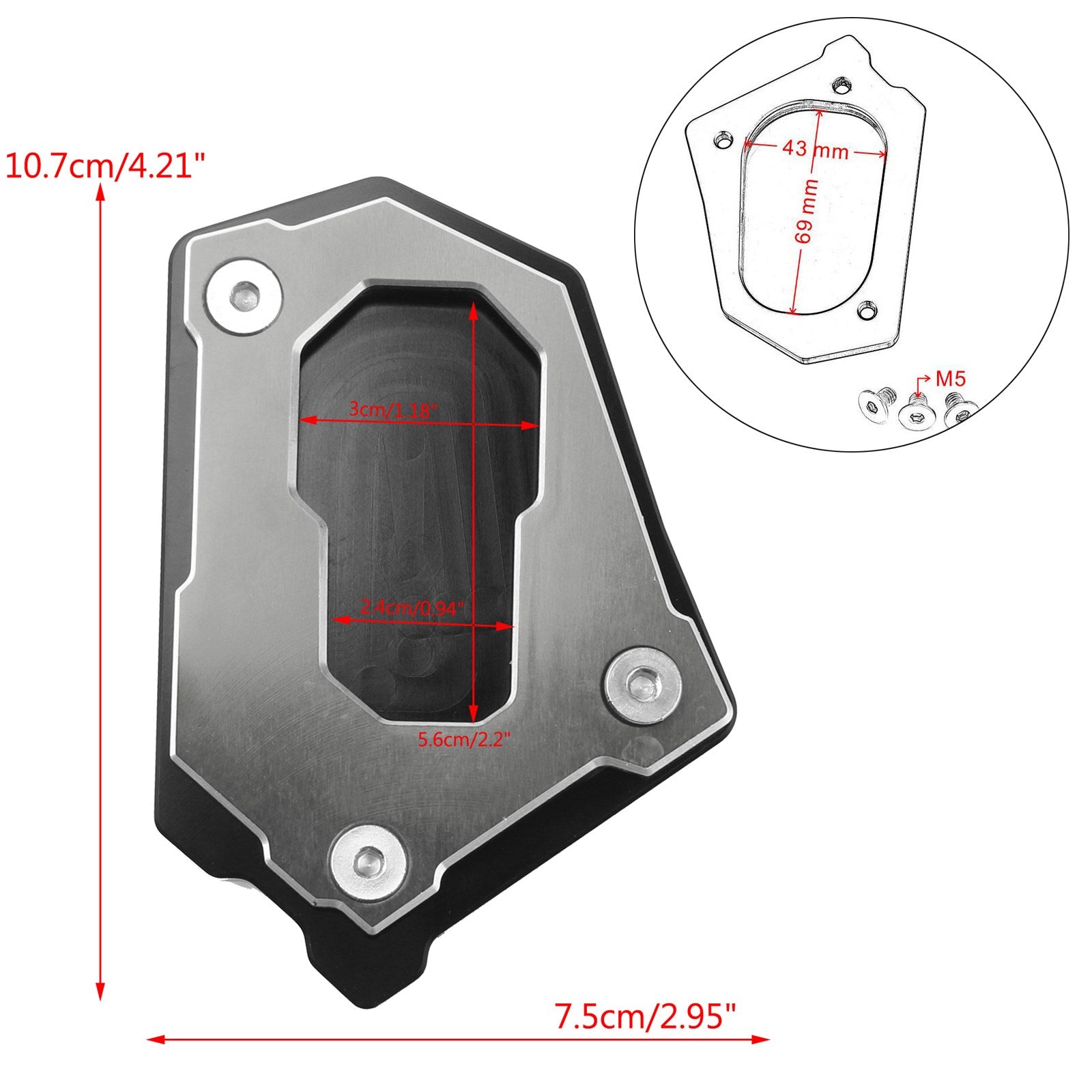 Placa de extensão do suporte lateral do kickstand para BMW R1200 GS ADV 14-16 TI