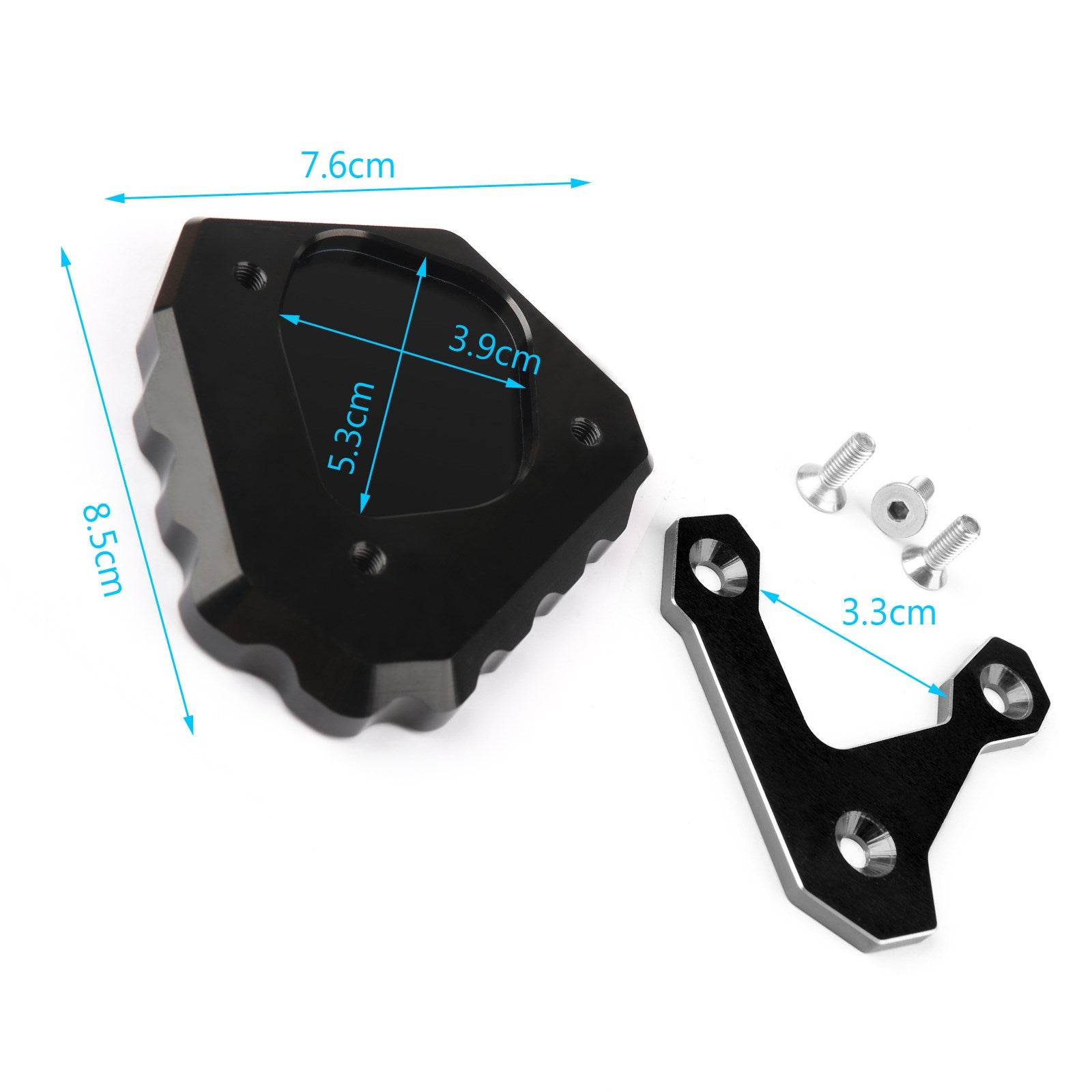 Kickstand Side Stand forstørrforlengelsesplaten for BMW G310 G 310 GS 2018 Svart