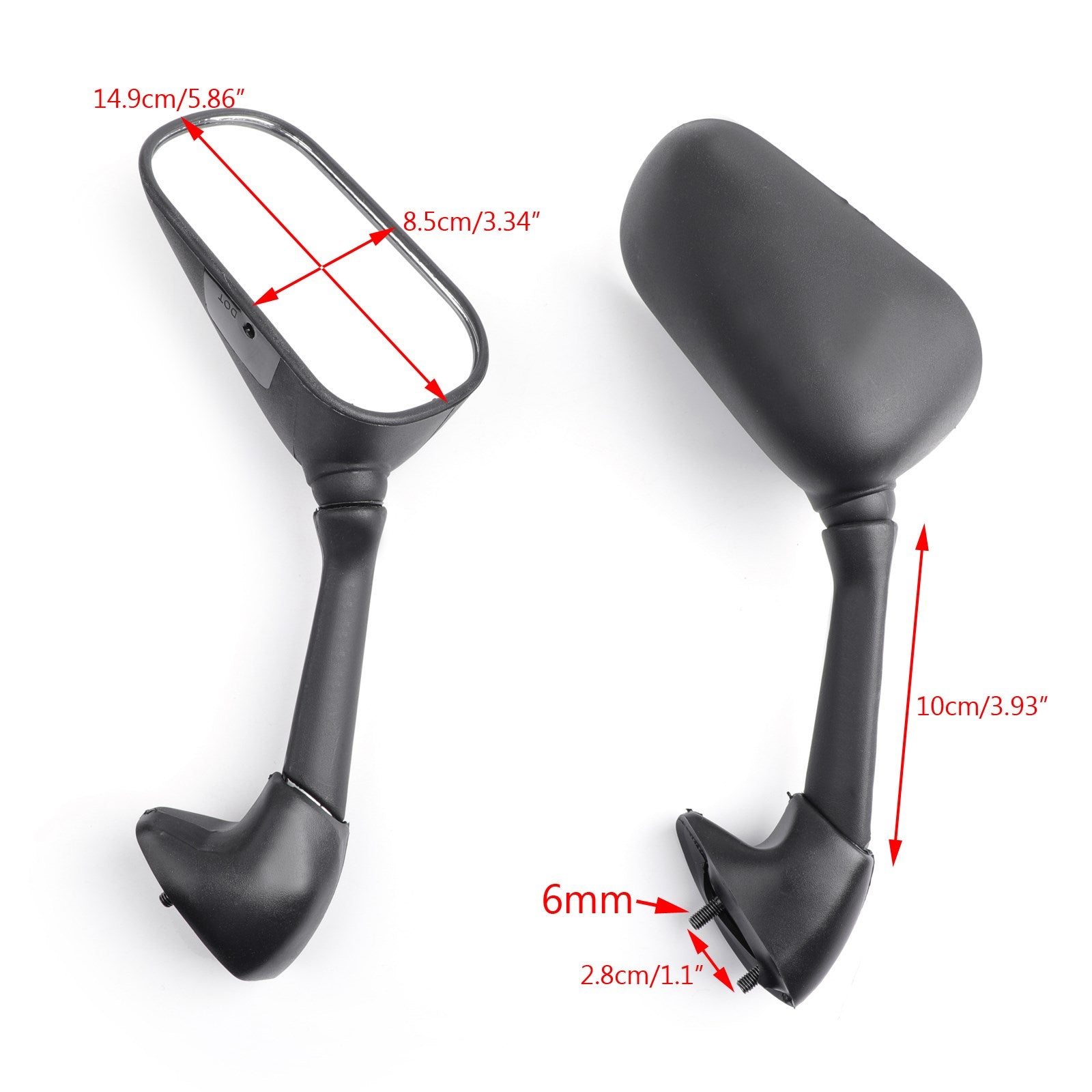 2006-2008 YAMAHA YZF R6S S Model 600cc Street-oriented version Mirrors Generic