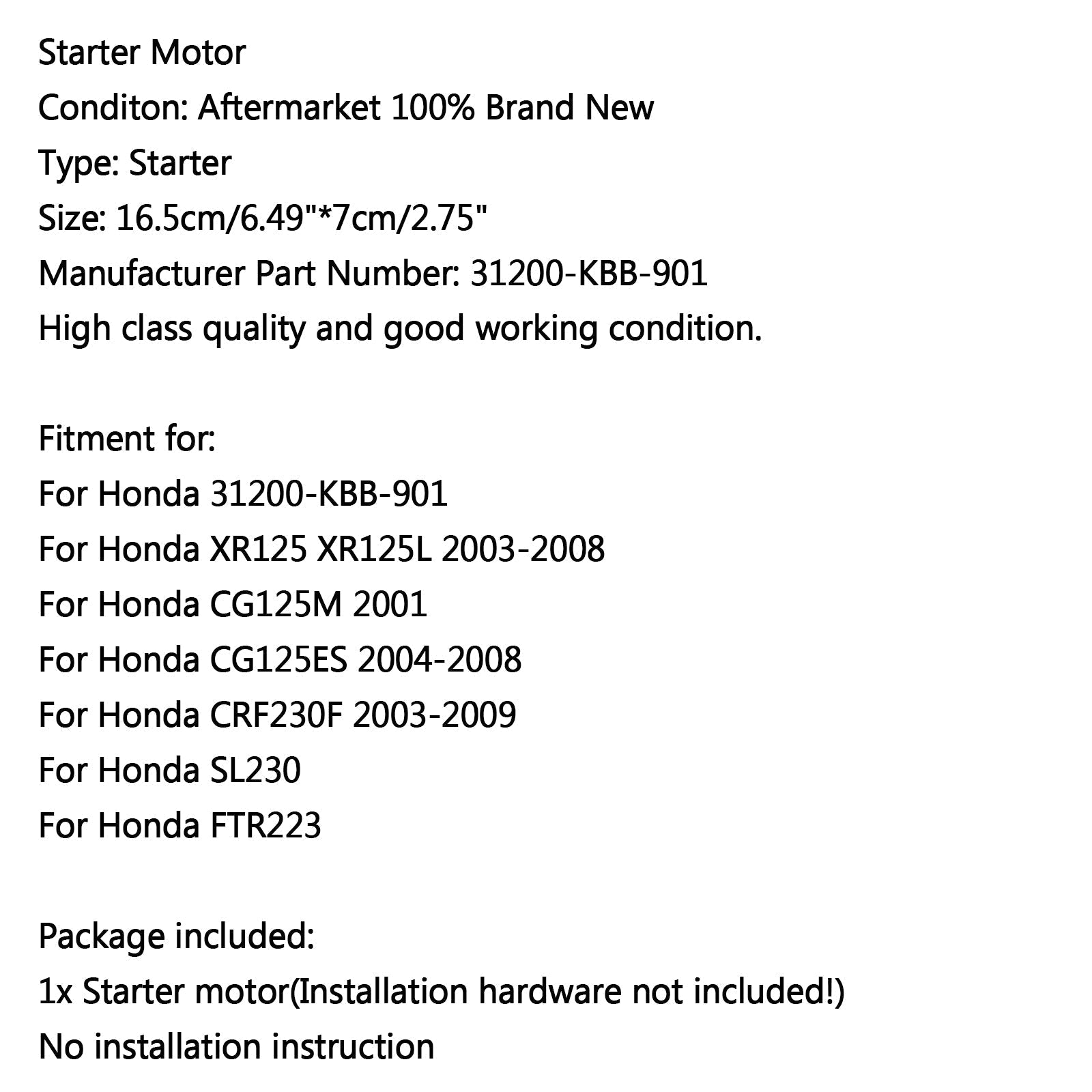 2001 Honda CG125M Motorstarter 31200-KBB-901