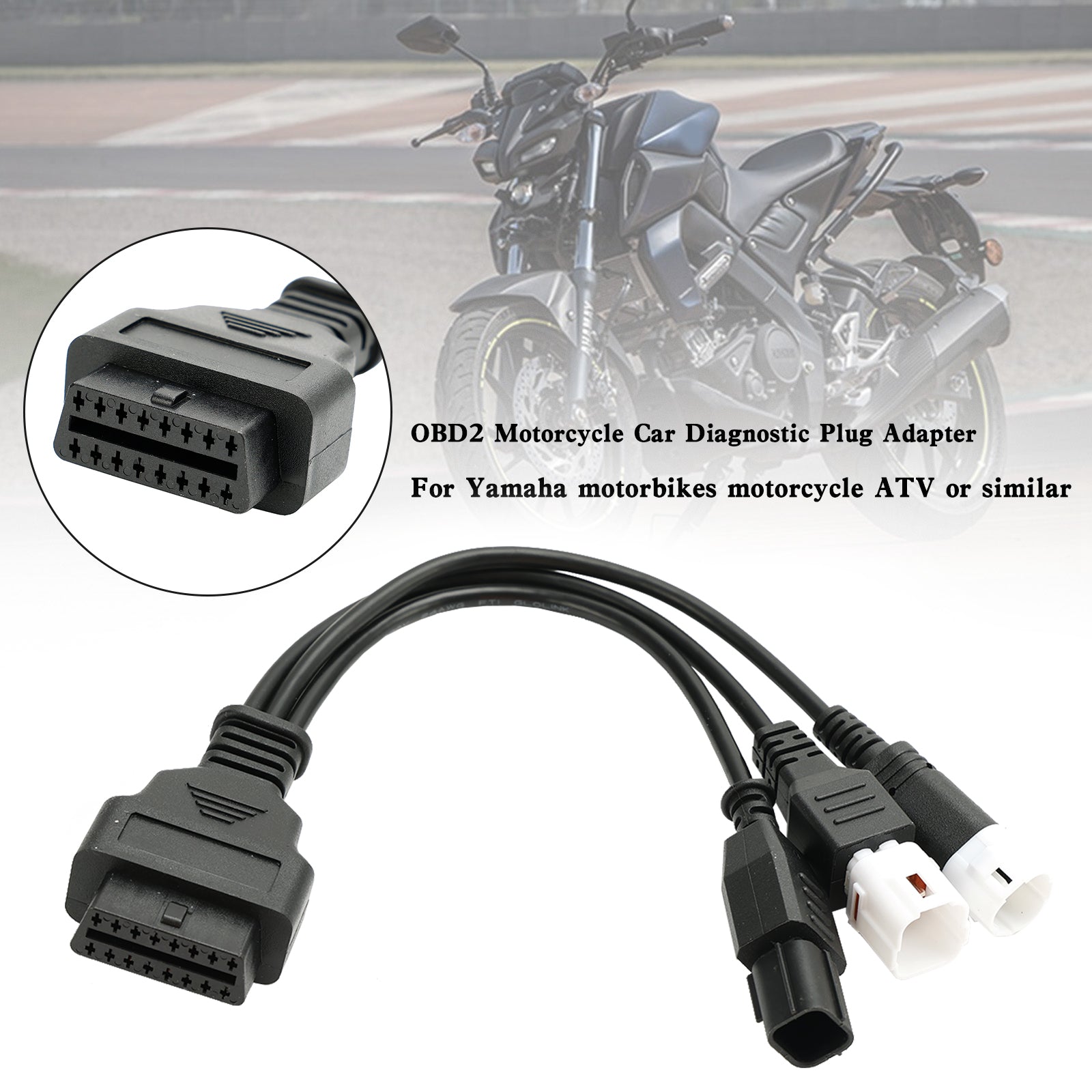 3 Pin 4 Pin 2IN1 OBD2 Diagnostisk adapterkontakt for Yamaha motorsykkel