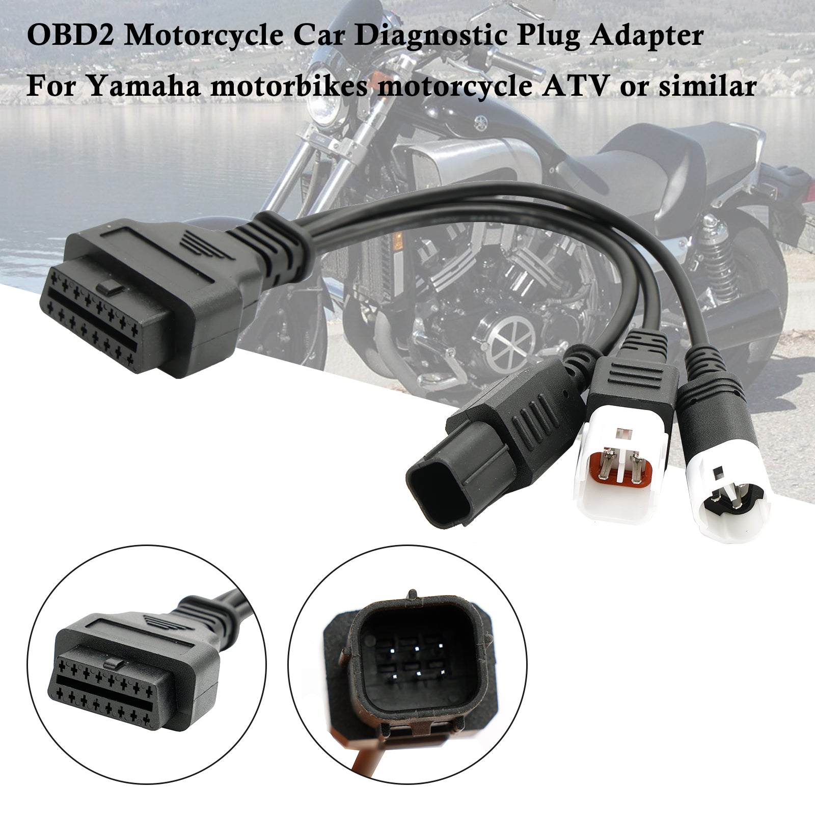 3-pins 4-pins 2in1 OBD2 diagnostische adapterconnector voor Yamaha-motorfiets
