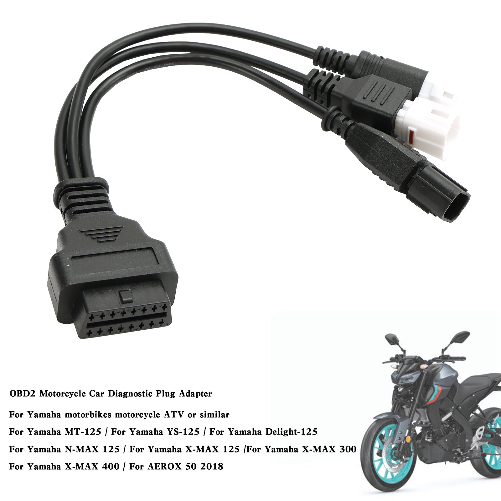3-pins 4-pins 2in1 OBD2 diagnostische adapterconnector voor Yamaha-motorfiets