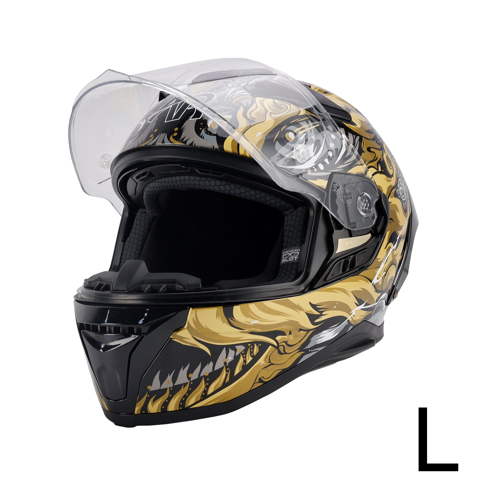 DOT Motorcycle Helmet Adult Street Full Face Black gold