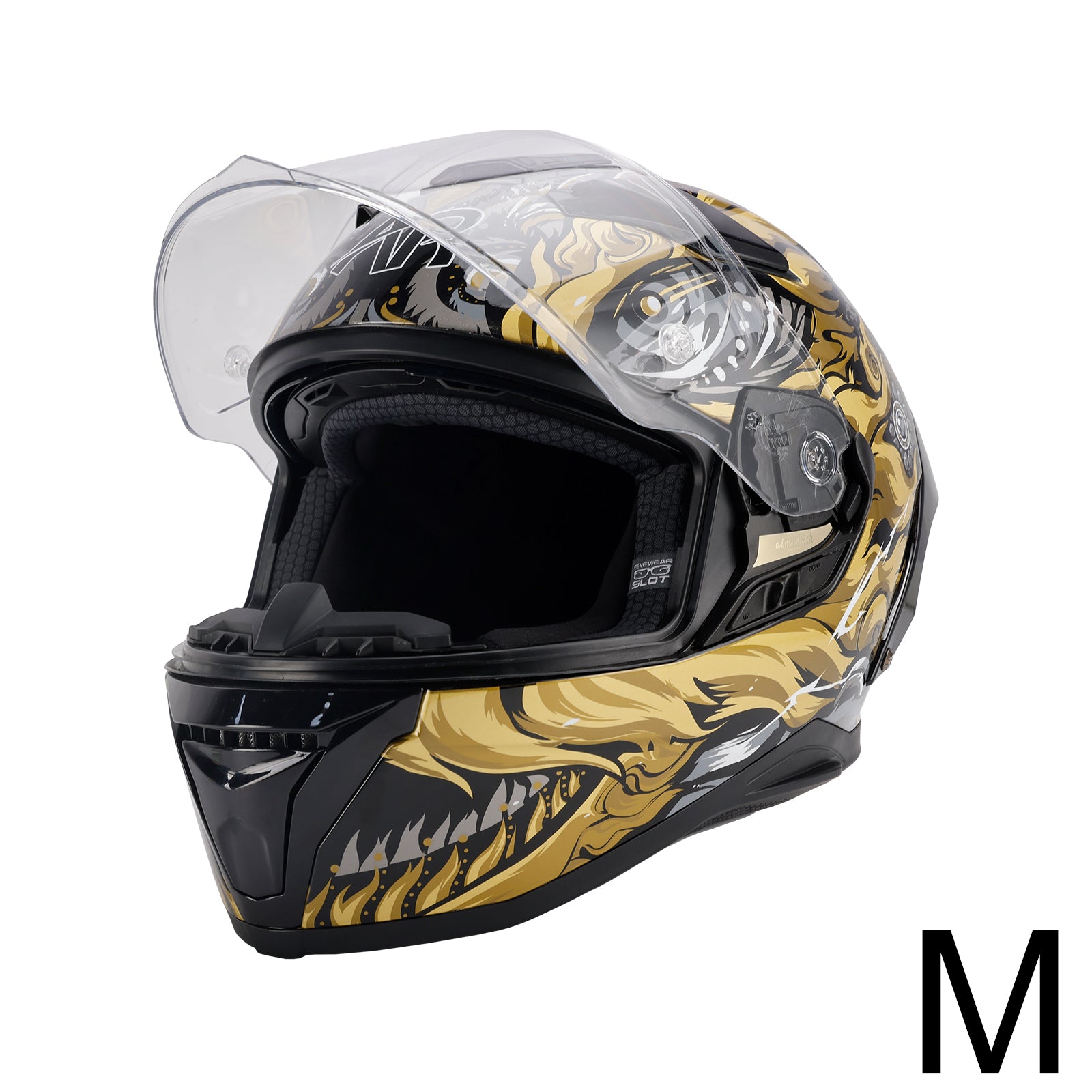 DOT Motorcycle Helmet Adult Street Full Face Black gold