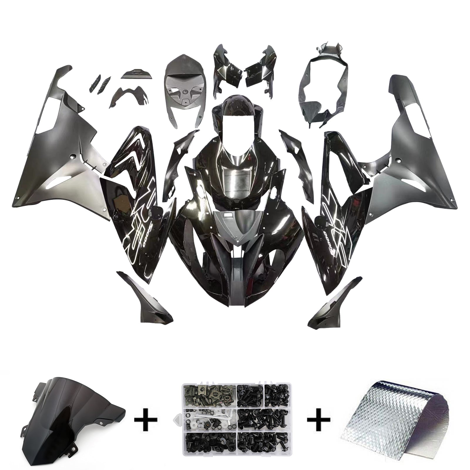 2015-2016 BMW S1000RR AMOTOPART KIT FAIRING BORDOWWROOD ABS DE PLASTIQUE NOIR