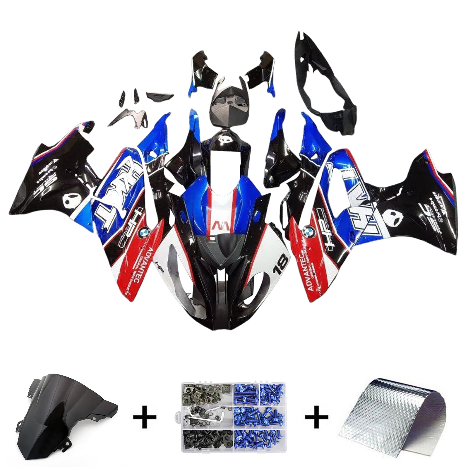 2017-2018 BMW S1000RR Kit Carénage Carrosserie Plastique ABS
