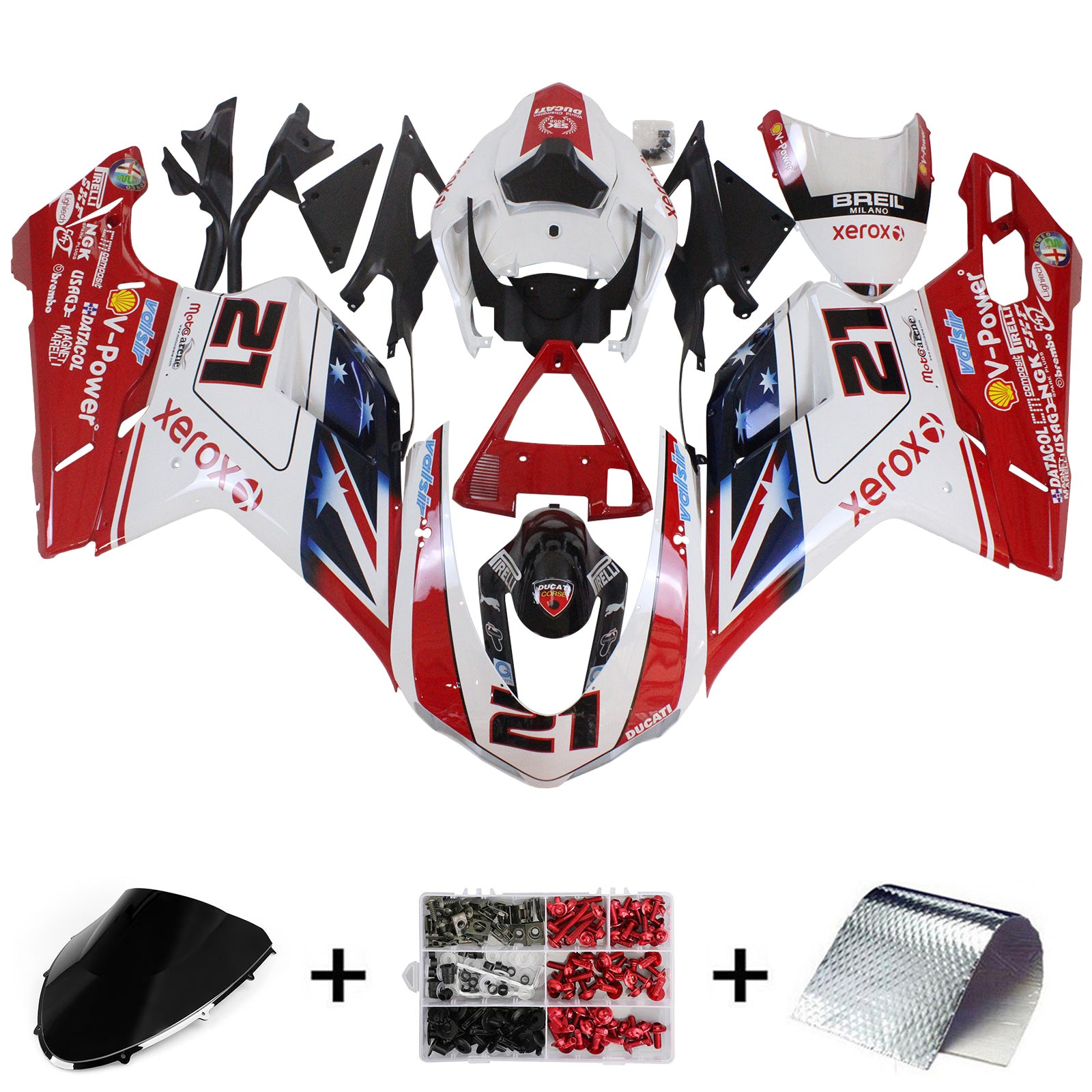 2007-2011 Ducati 1098 1198 848 Kit de carénage carrosserie ABS