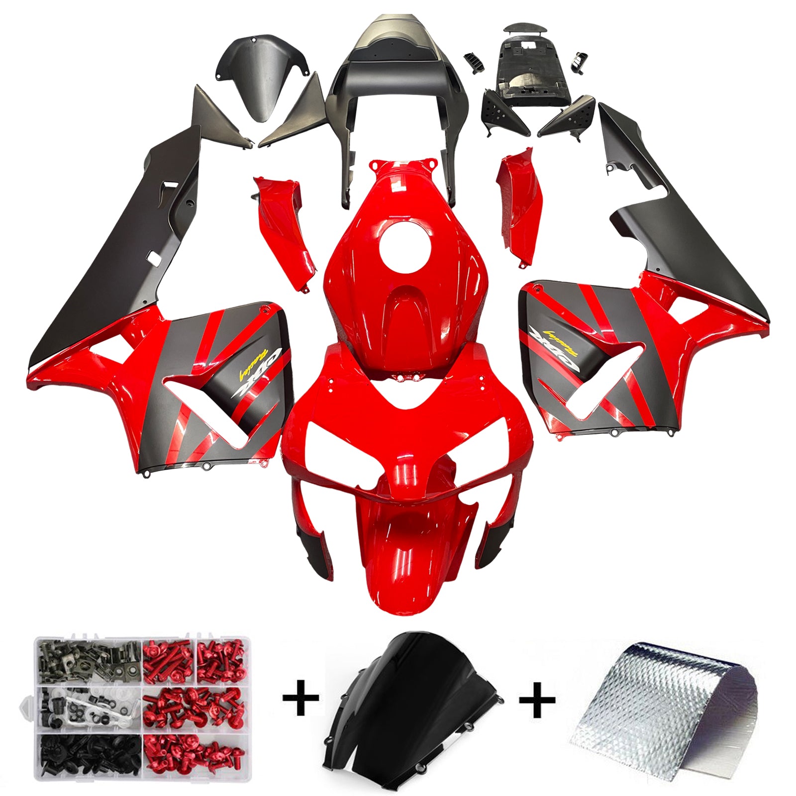 Carenado Amotopart negro para Honda CBR600RR 2003-2004&Kit rojo