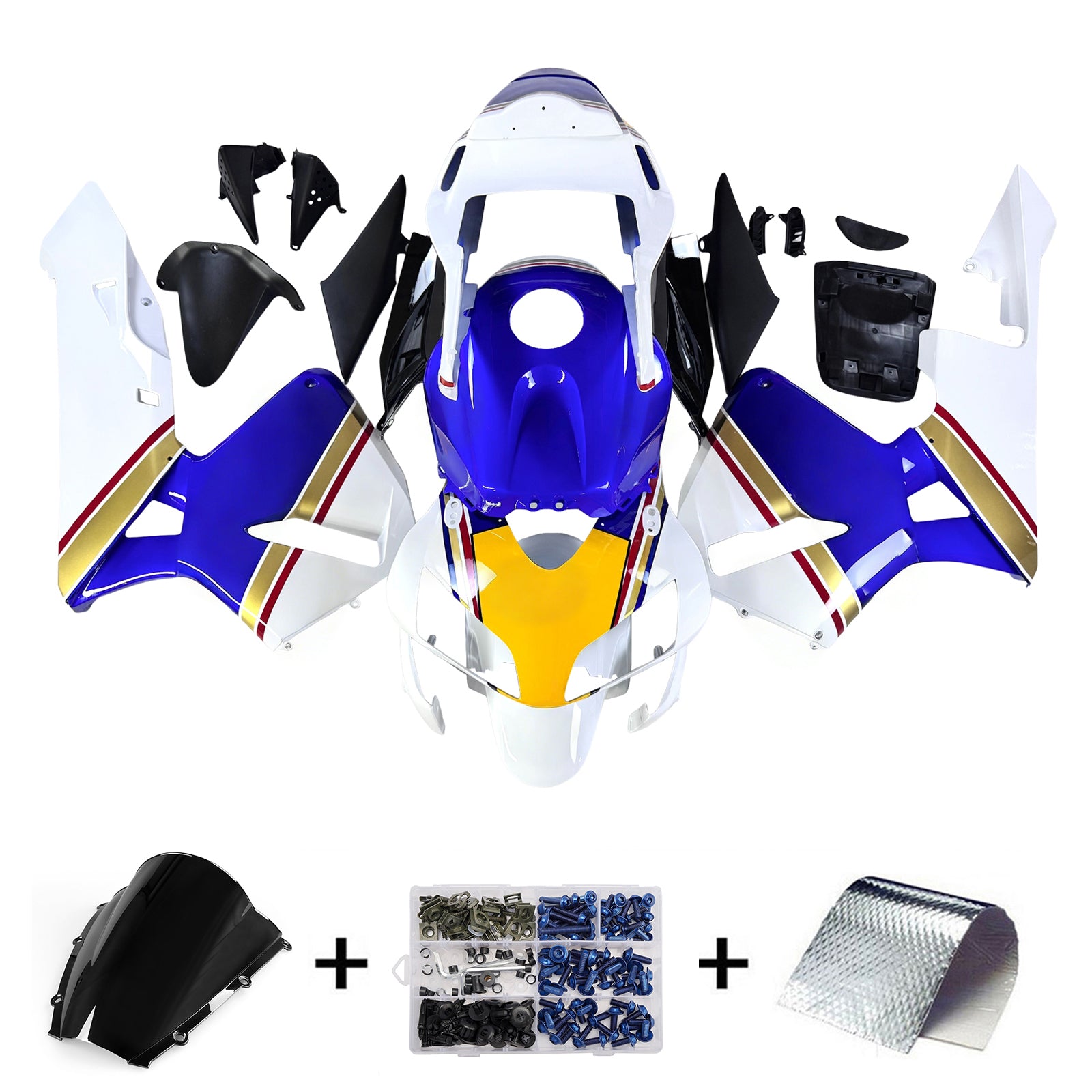 2003-2004 CBR600RR Bodywork Wining Blue Abs Vstrekované formované plasty sada generických